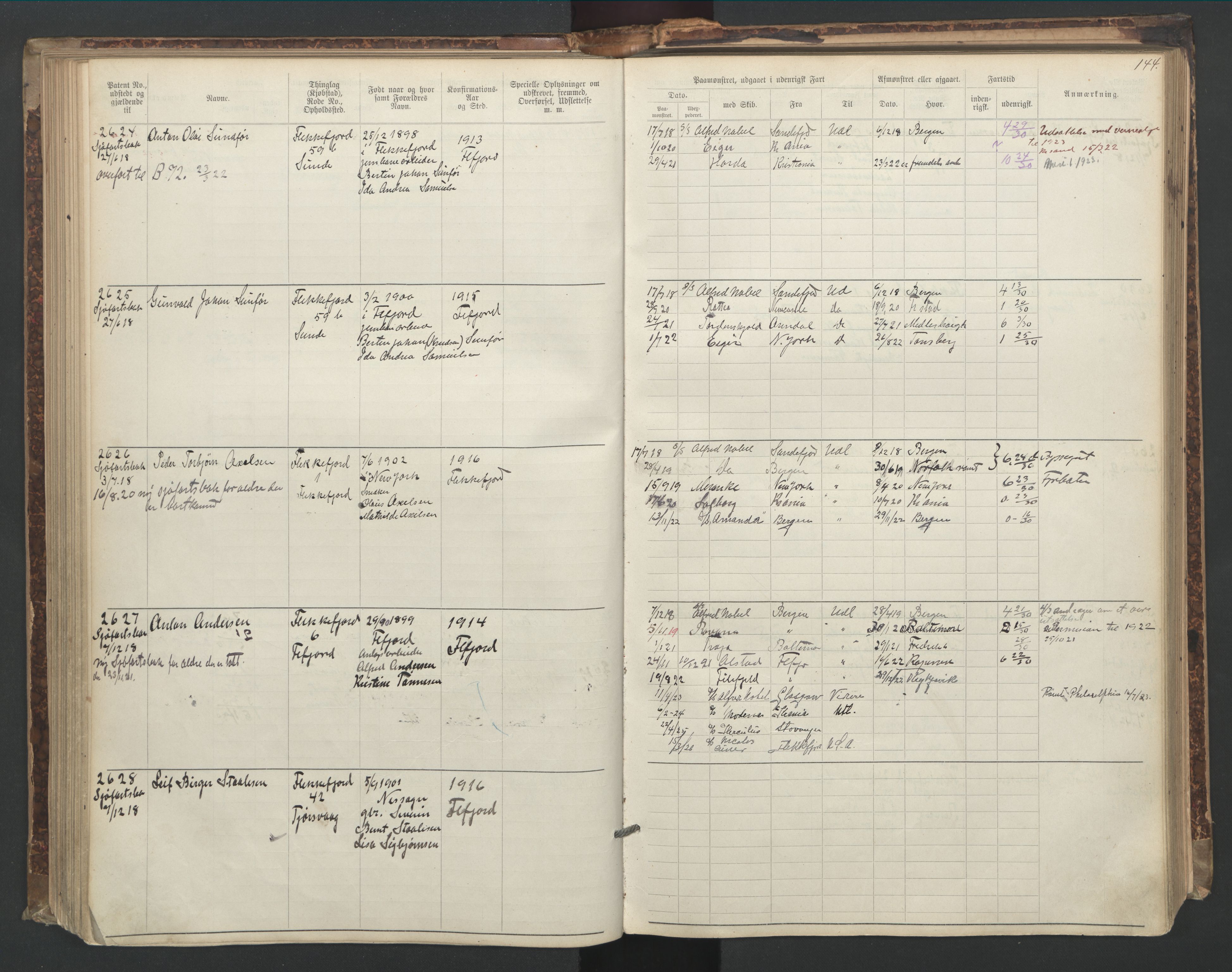 Flekkefjord mønstringskrets, AV/SAK-2031-0018/F/Fa/L0006: Annotasjonsrulle nr 1916-2964 med register, Æ-3, 1891-1948, p. 174