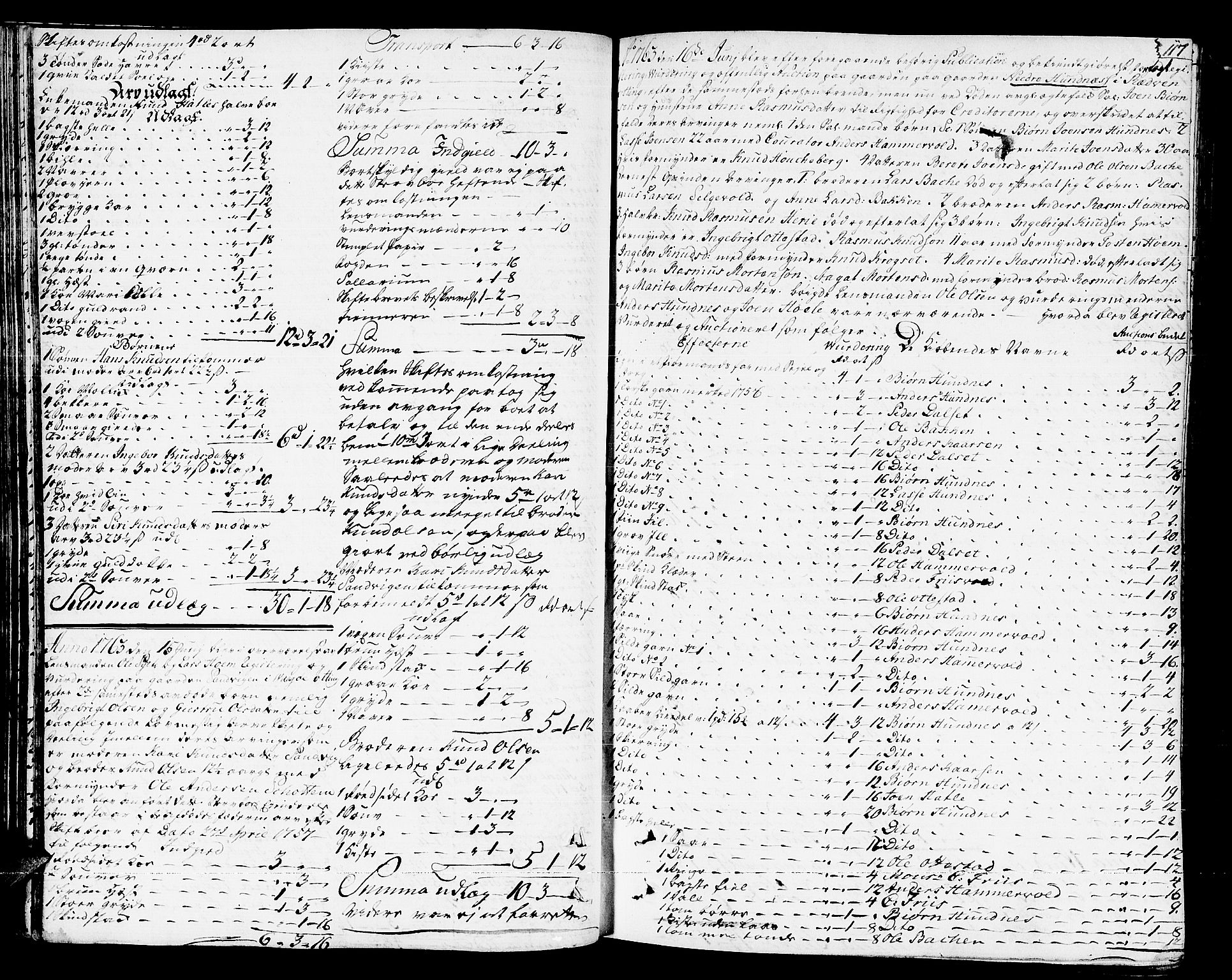 Romsdal sorenskriveri, AV/SAT-A-4149/1/3/3A/L0009: Skifteprotokoll, 1761-1773, p. 116b-117a