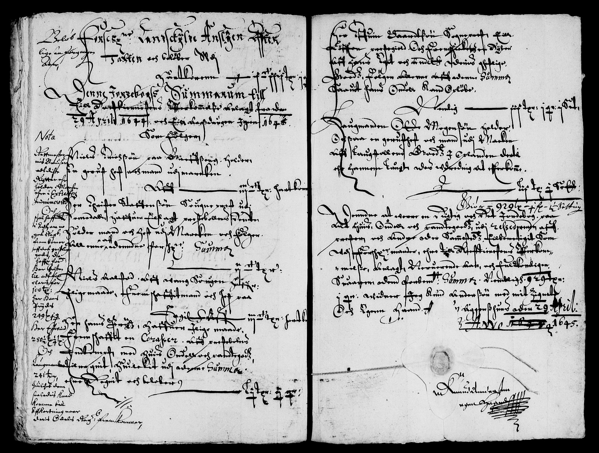 Rentekammeret inntil 1814, Reviderte regnskaper, Lensregnskaper, AV/RA-EA-5023/R/Rb/Rba/L0181: Akershus len, 1644-1645