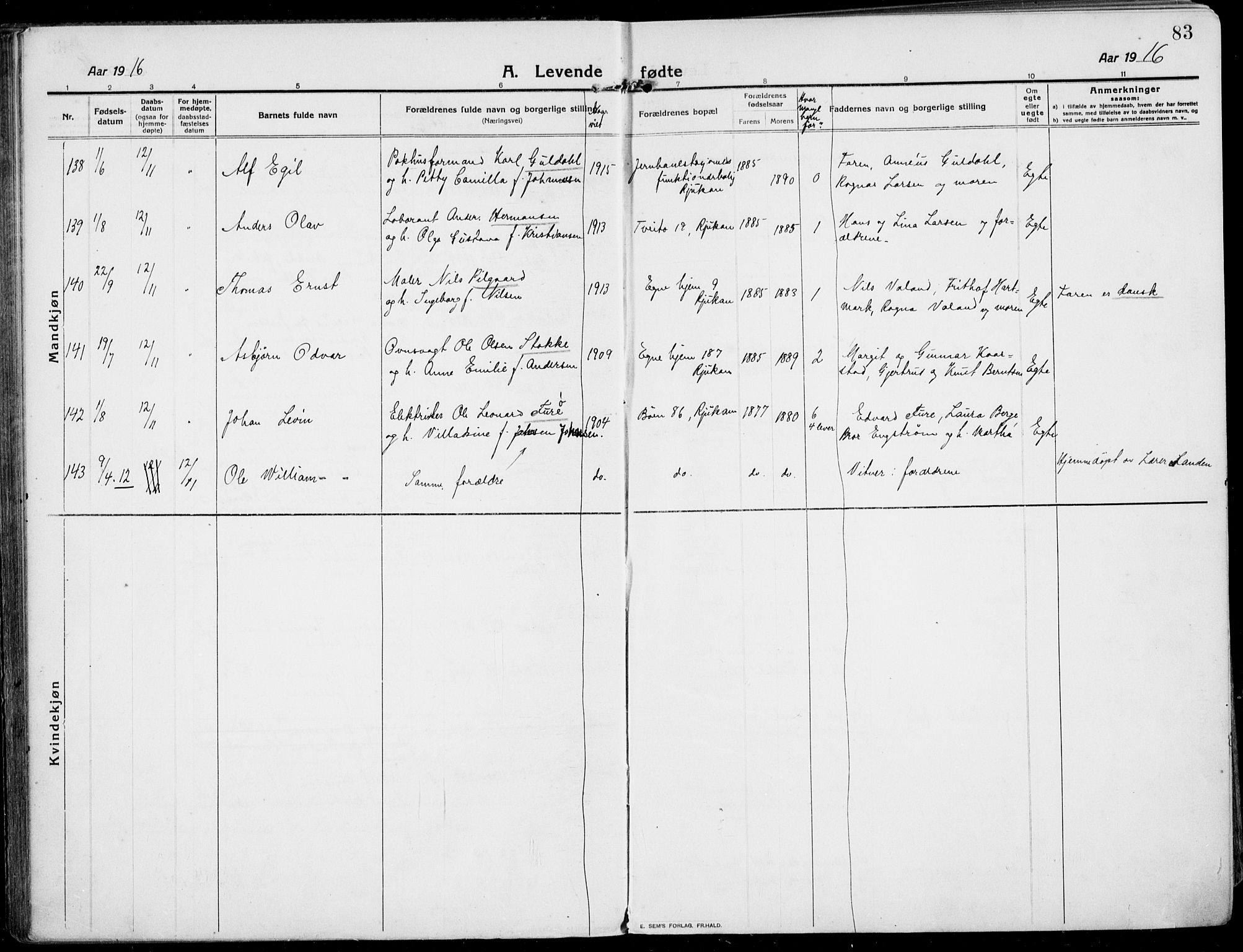 Rjukan kirkebøker, AV/SAKO-A-294/F/Fa/L0002: Parish register (official) no. 2, 1912-1917, p. 83