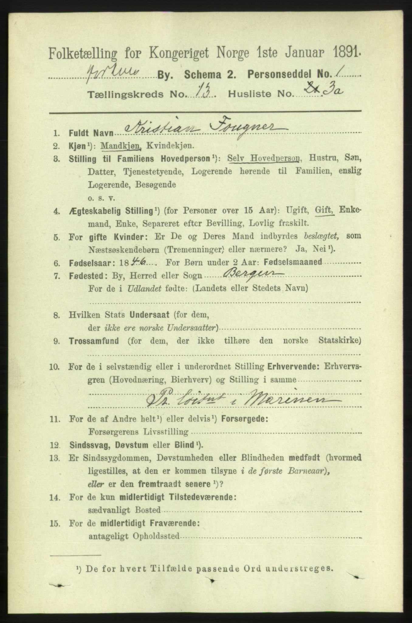 RA, 1891 census for 0703 Horten, 1891, p. 7996