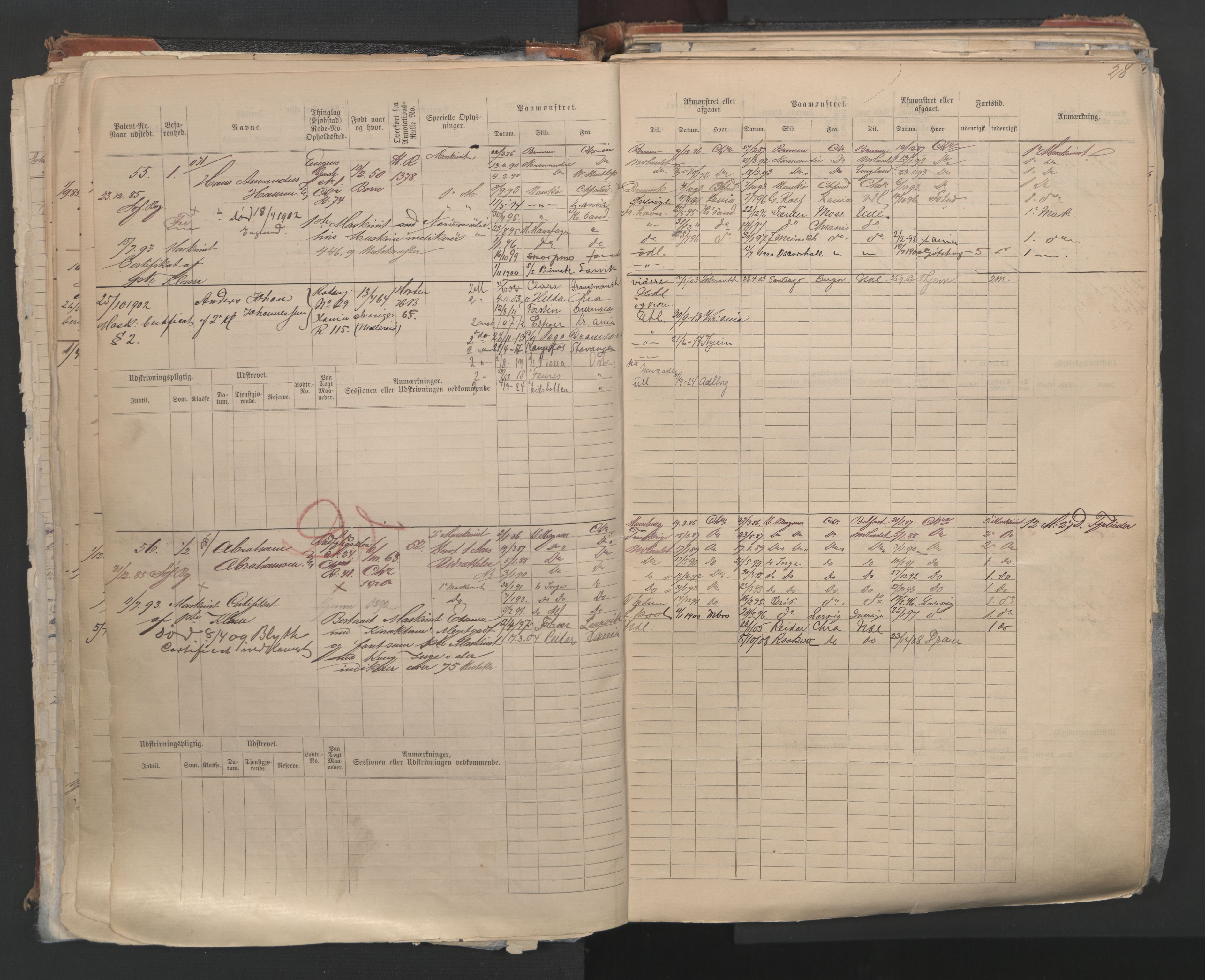 Oslo sjømannskontor, AV/SAO-A-10595/F/Fd/L0006: B-rulle, 1883, p. 27b-28a