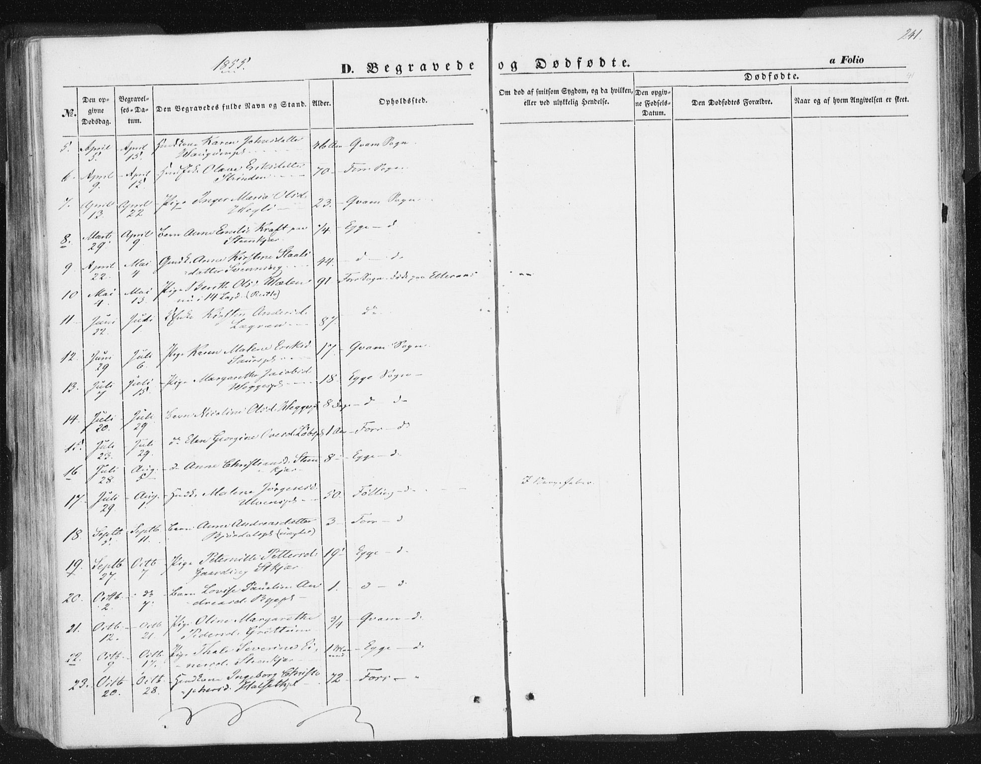 Ministerialprotokoller, klokkerbøker og fødselsregistre - Nord-Trøndelag, AV/SAT-A-1458/746/L0446: Parish register (official) no. 746A05, 1846-1859, p. 241