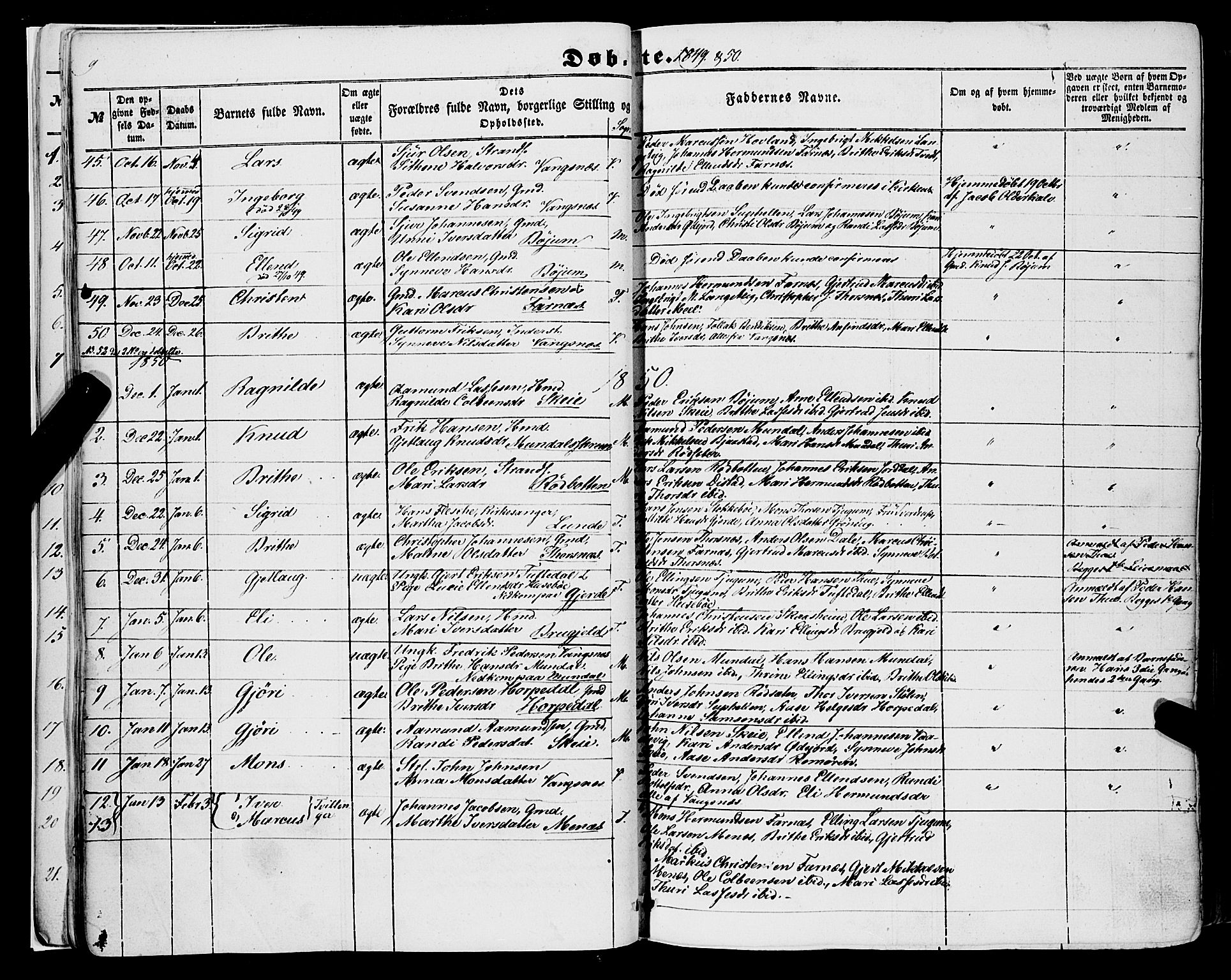 Balestrand sokneprestembete, AV/SAB-A-79601/H/Haa/Haaa/L0002: Parish register (official) no. A 2, 1847-1866, p. 9