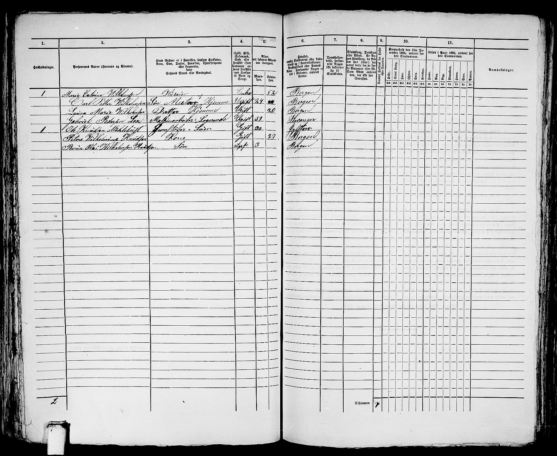 RA, 1865 census for Bergen, 1865, p. 2378