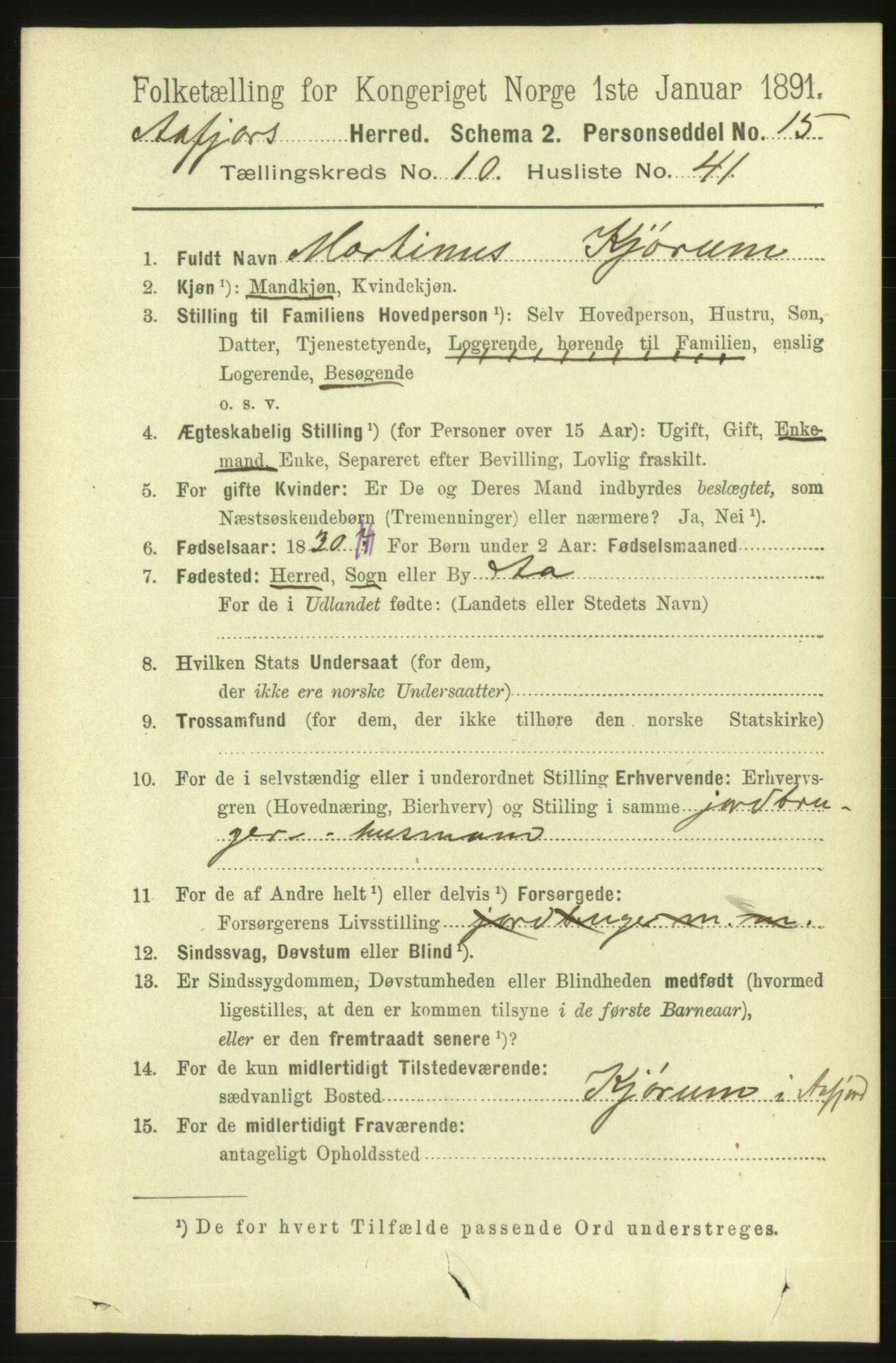 RA, 1891 census for 1630 Åfjord, 1891, p. 3243