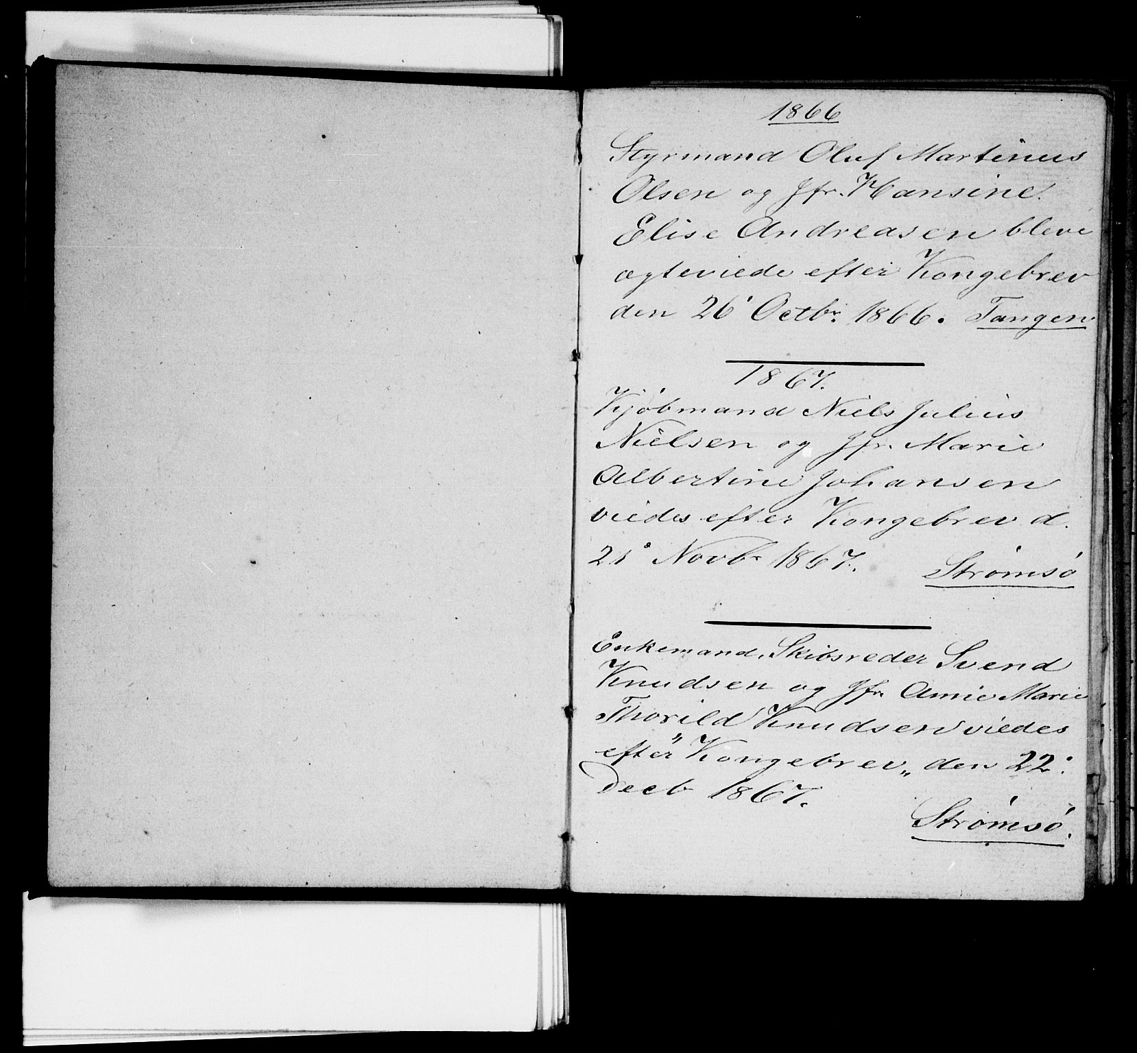 Strømsø kirkebøker, AV/SAKO-A-246/H/Ha/L0003: Banns register no. 3, 1866-1874