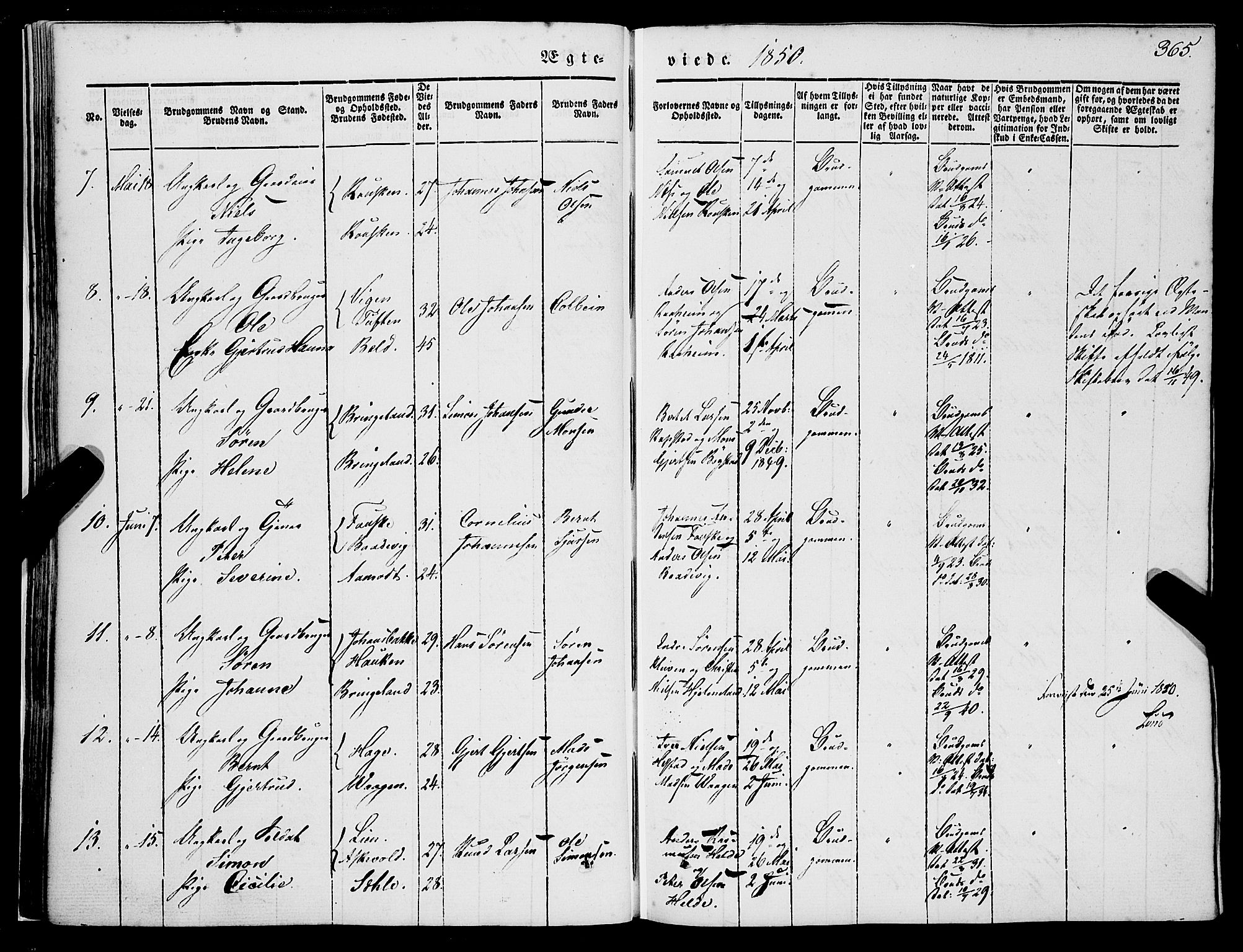 Gaular sokneprestembete, AV/SAB-A-80001/H/Haa: Parish register (official) no. A 4II, 1841-1859, p. 365