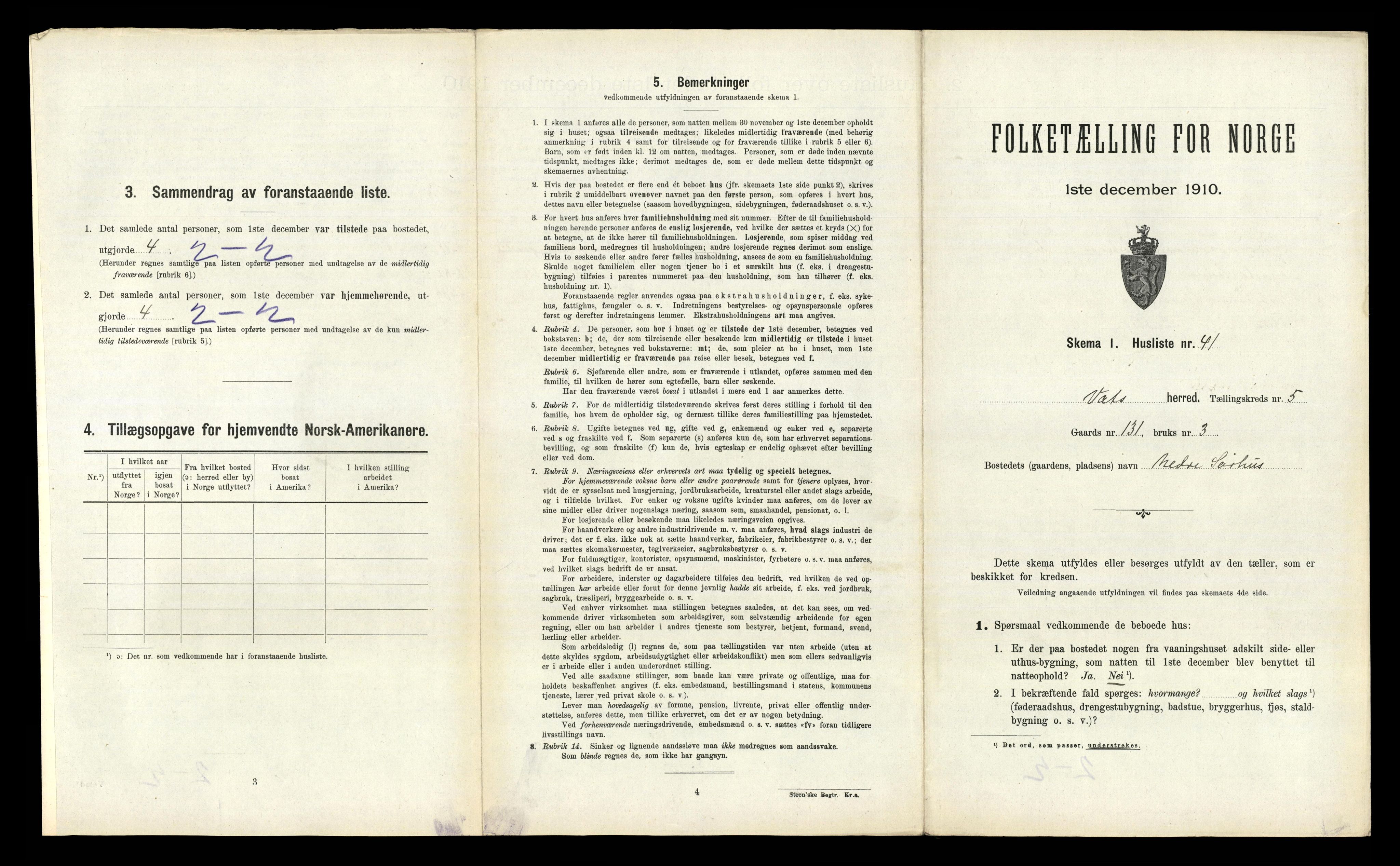 RA, 1910 census for Vats, 1910, p. 370