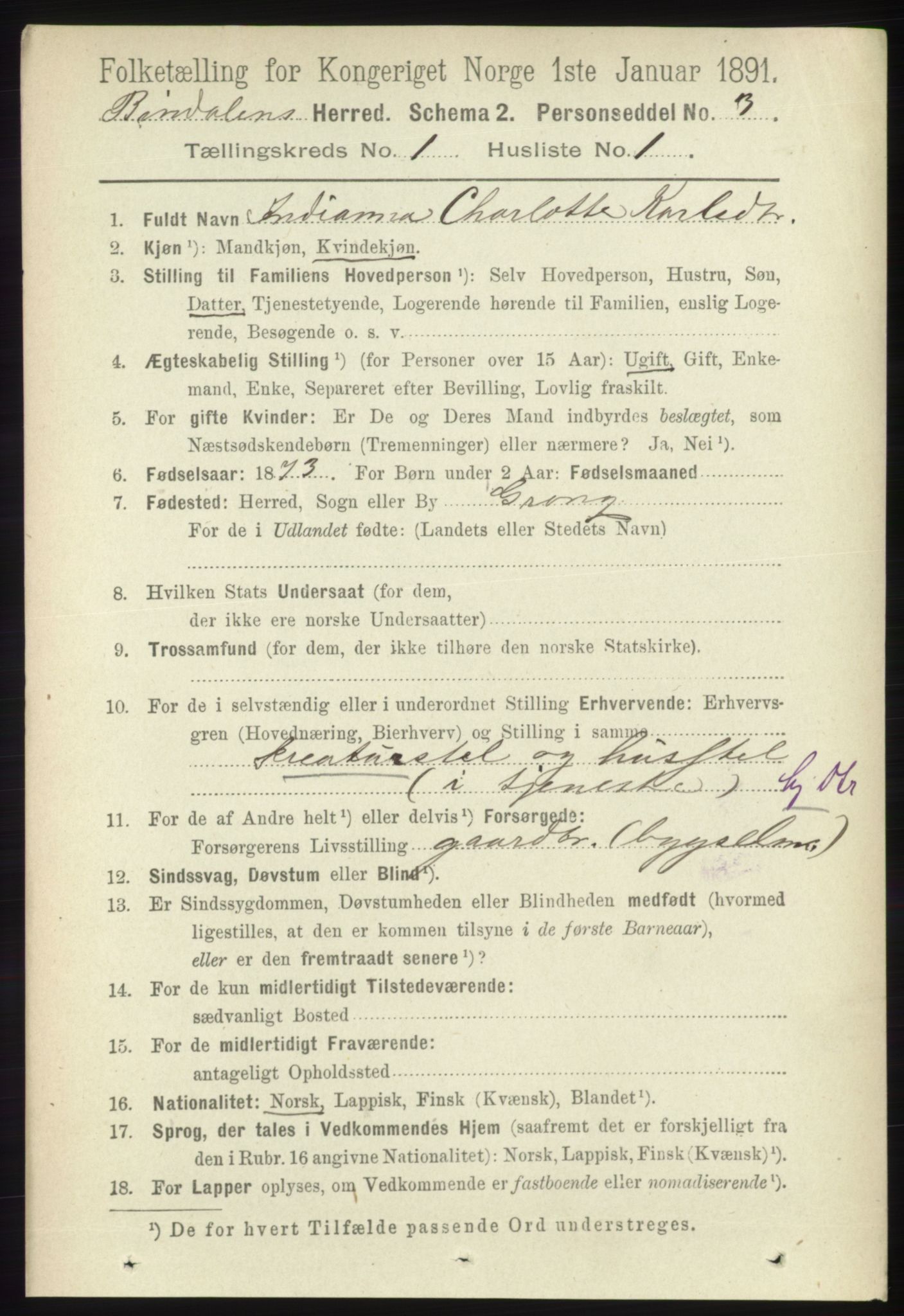 RA, 1891 census for 1811 Bindal, 1891, p. 57