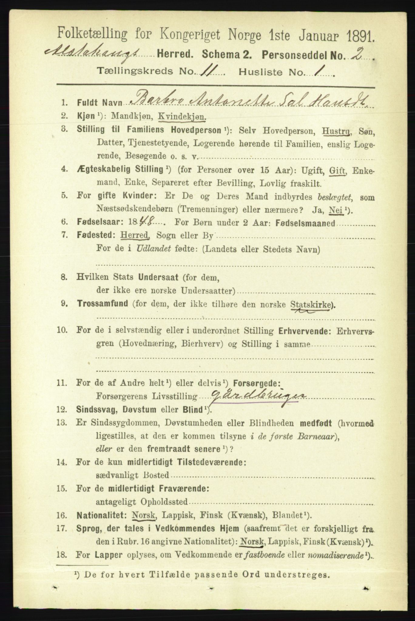 RA, 1891 census for 1820 Alstahaug, 1891, p. 3871