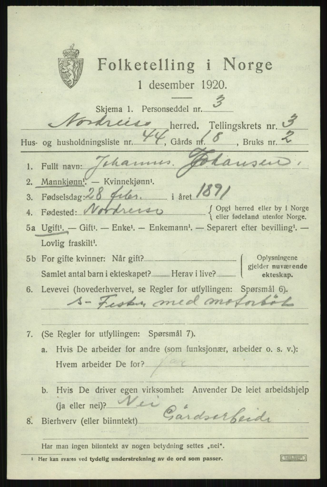 SATØ, 1920 census for Nordreisa, 1920, p. 1791