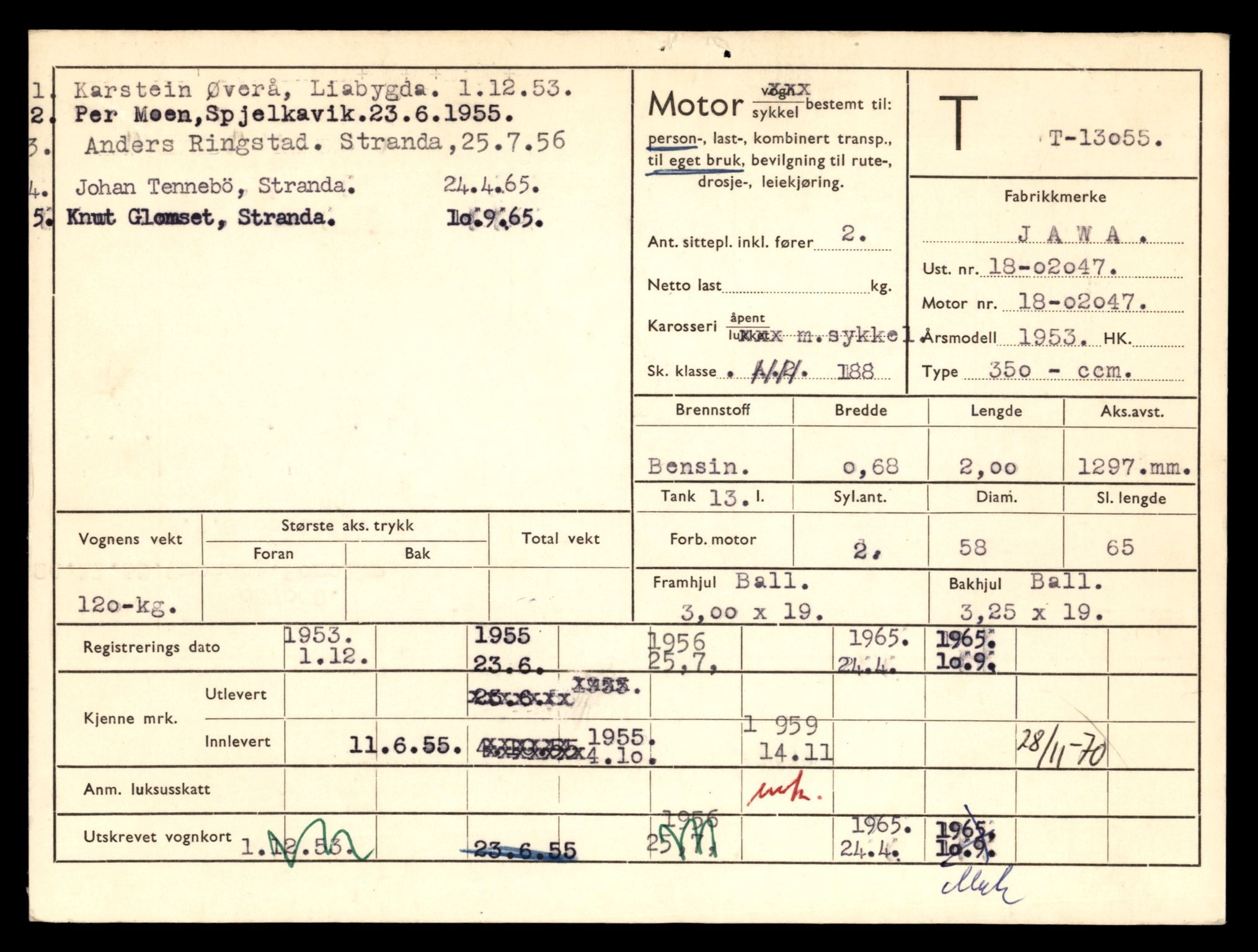 Møre og Romsdal vegkontor - Ålesund trafikkstasjon, AV/SAT-A-4099/F/Fe/L0037: Registreringskort for kjøretøy T 13031 - T 13179, 1927-1998, p. 509