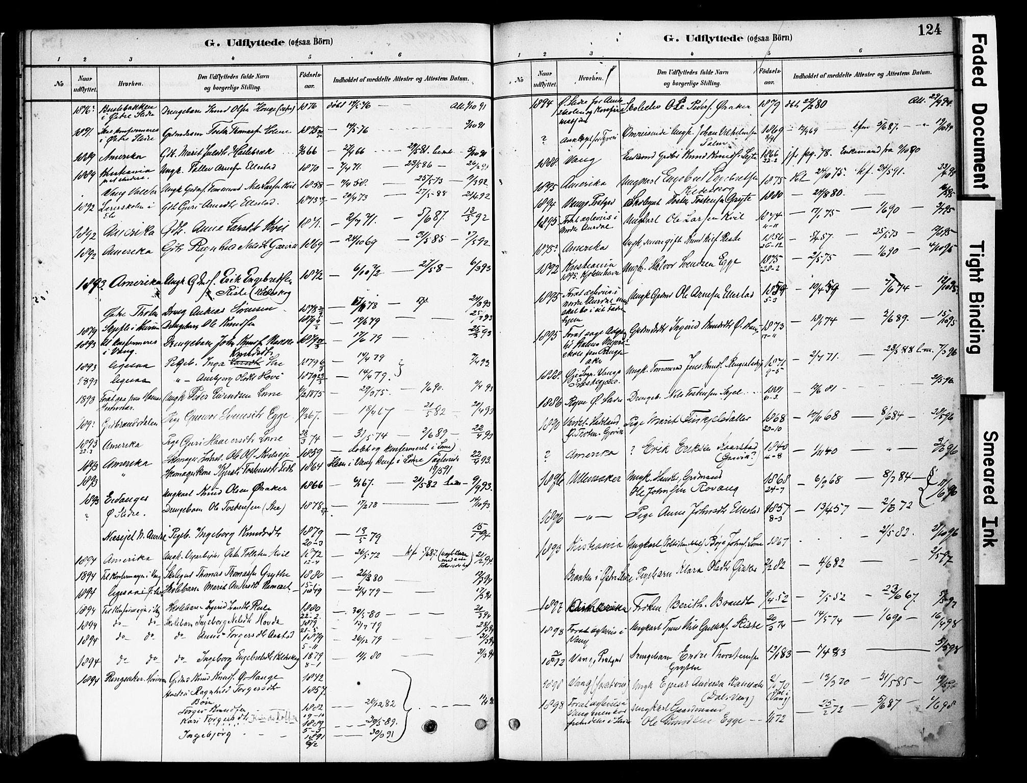 Vestre Slidre prestekontor, AV/SAH-PREST-136/H/Ha/Haa/L0005: Parish register (official) no. 5, 1881-1912, p. 124