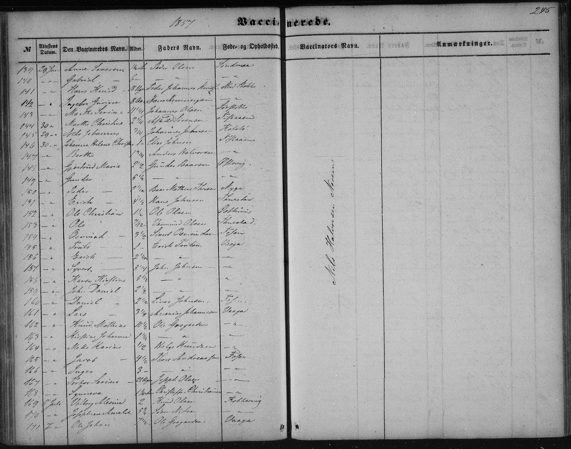 Avaldsnes sokneprestkontor, AV/SAST-A -101851/H/Ha/Haa/L0009: Parish register (official) no. A 9, 1853-1865, p. 245