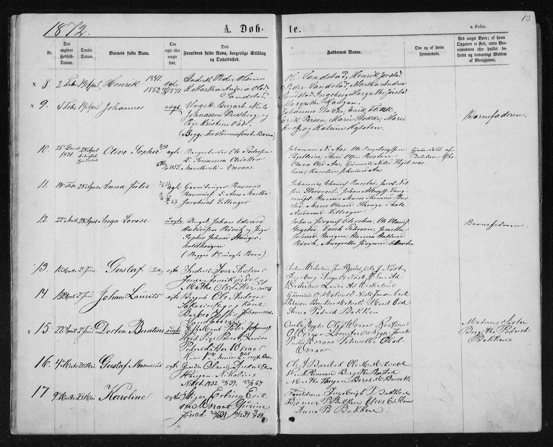 Ministerialprotokoller, klokkerbøker og fødselsregistre - Nord-Trøndelag, SAT/A-1458/722/L0219: Parish register (official) no. 722A06, 1868-1880, p. 13