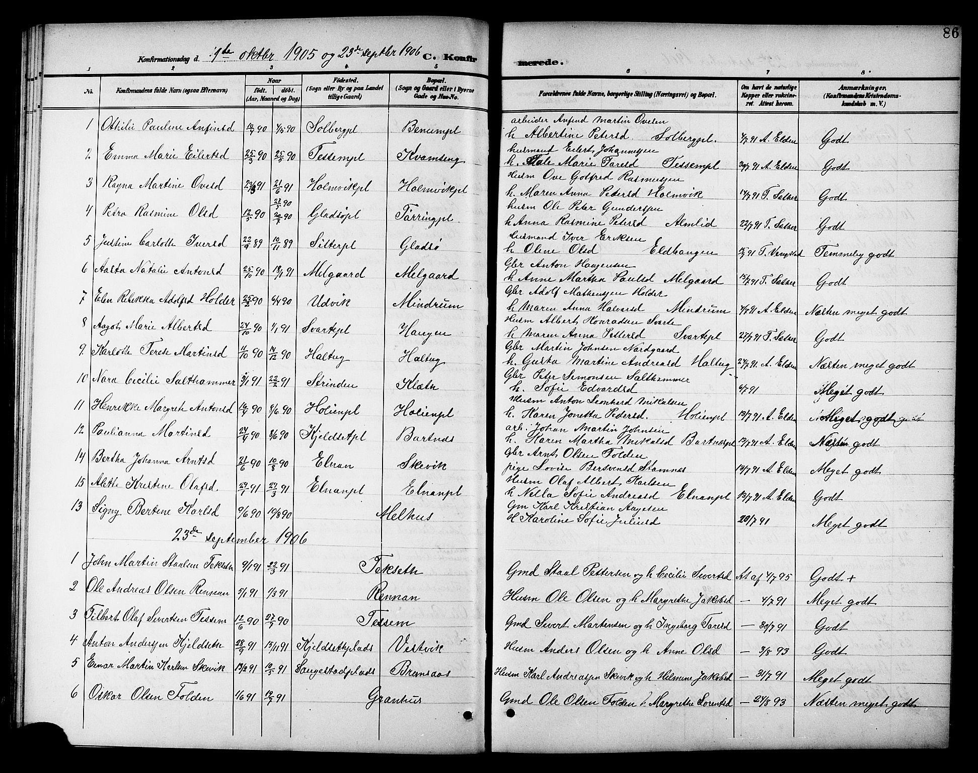 Ministerialprotokoller, klokkerbøker og fødselsregistre - Nord-Trøndelag, SAT/A-1458/741/L0401: Parish register (copy) no. 741C02, 1899-1911, p. 86