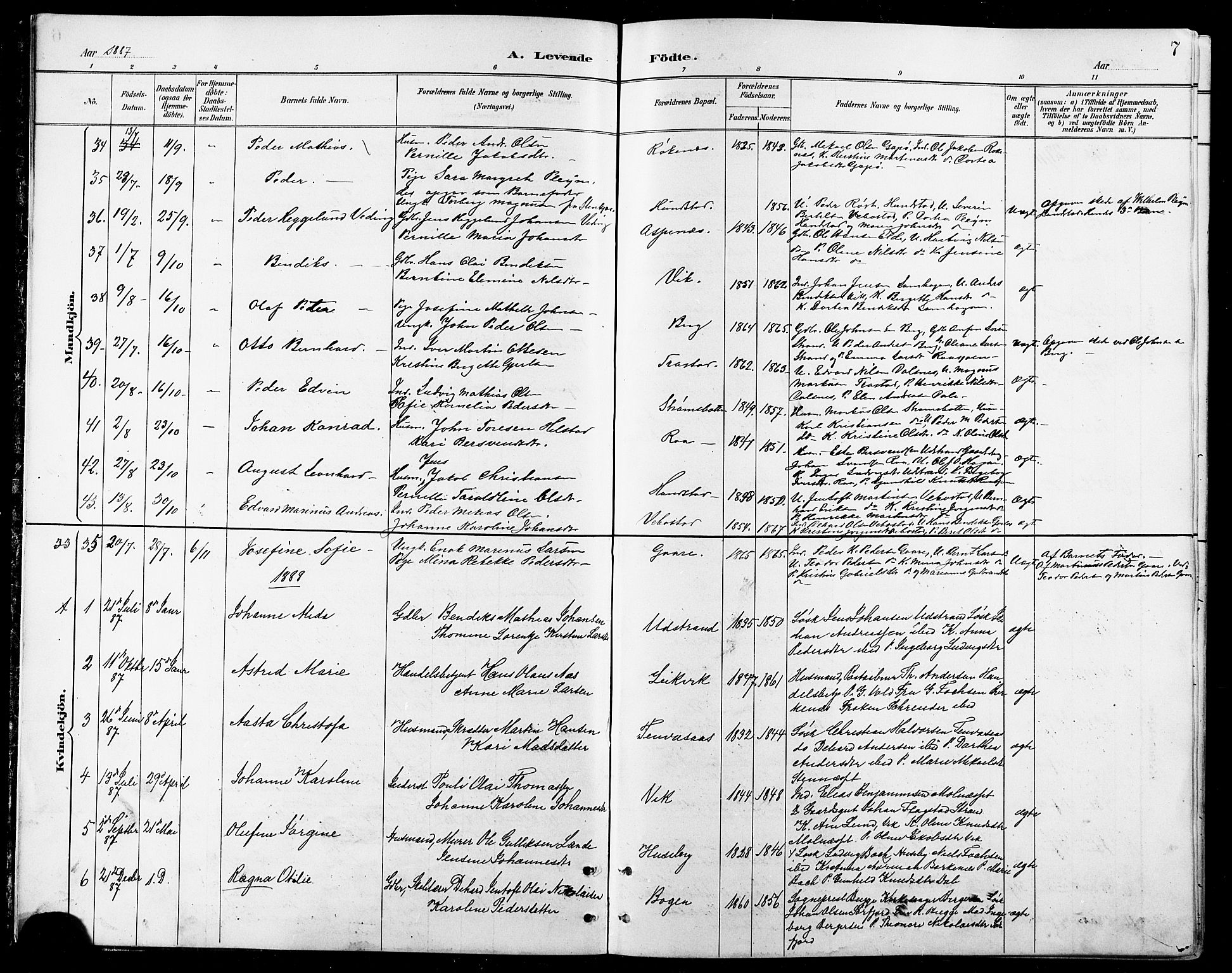 Kvæfjord sokneprestkontor, SATØ/S-1323/G/Ga/Gab/L0005klokker: Parish register (copy) no. 5, 1886-1911, p. 7