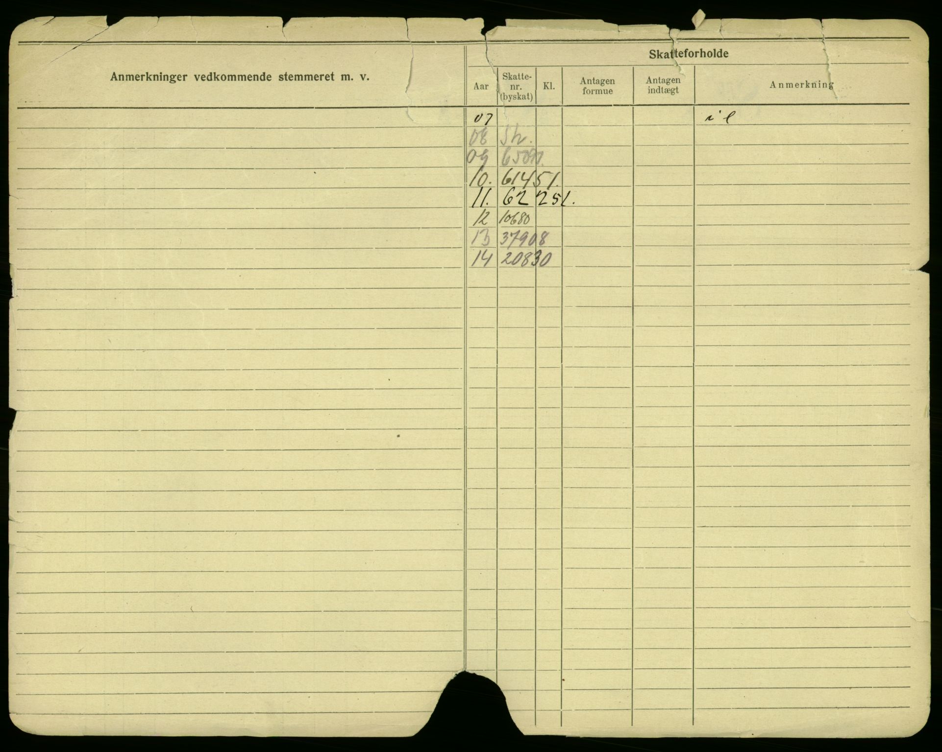 Oslo folkeregister, Registerkort, AV/SAO-A-11715/F/Fa/Fac/L0005: Menn, 1906-1914, p. 1b