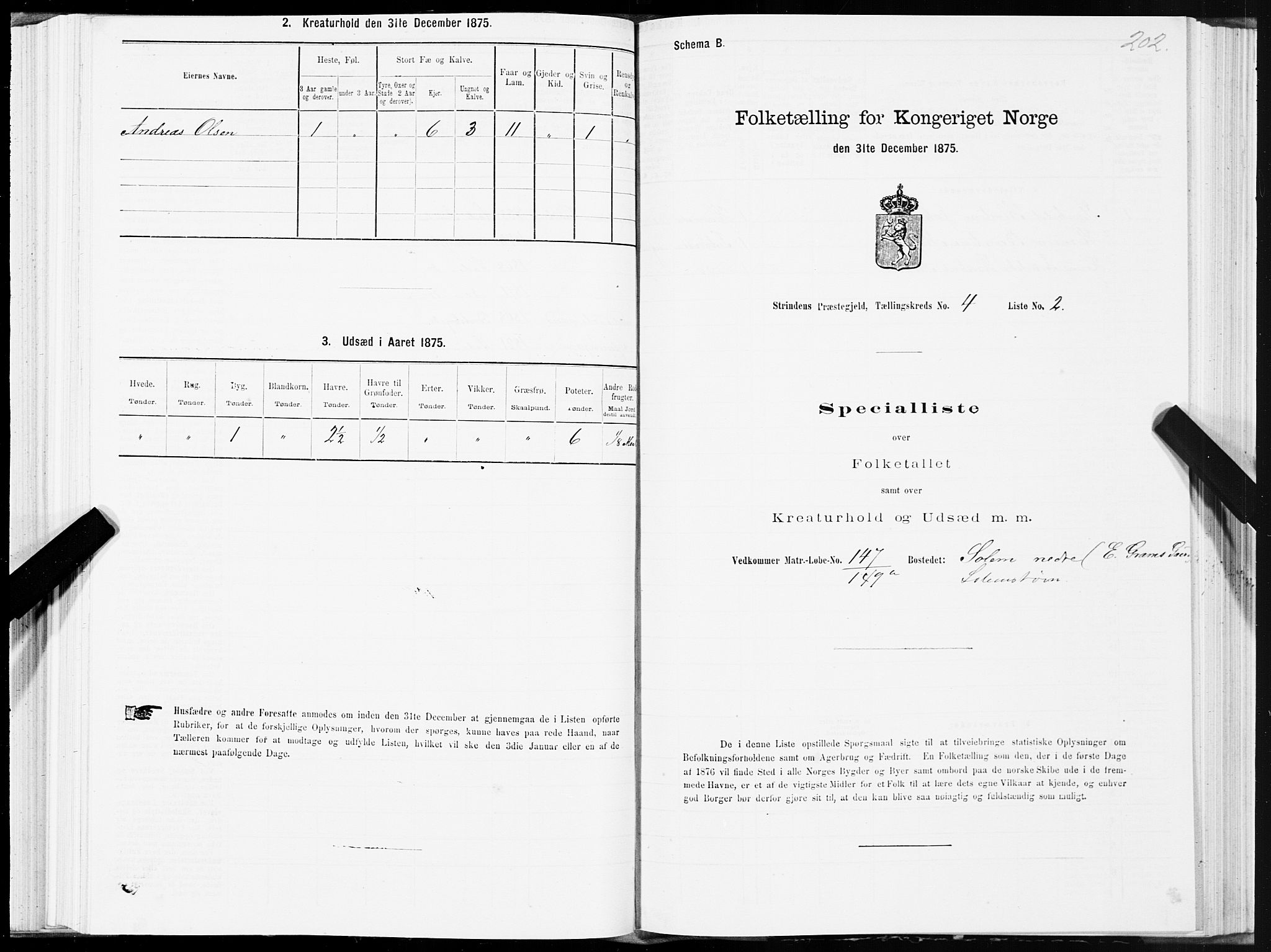 SAT, 1875 census for 1660P Strinda, 1875, p. 2202