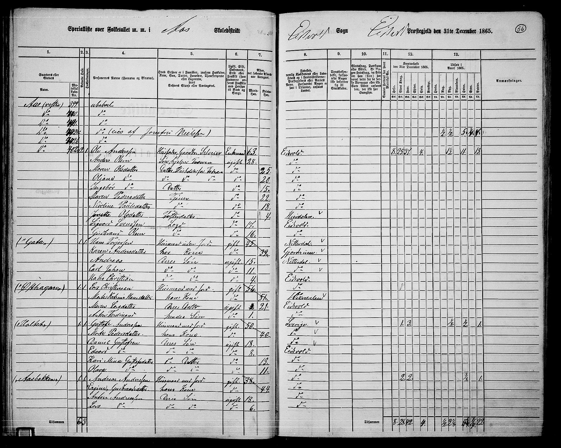 RA, 1865 census for Eidsvoll, 1865, p. 49