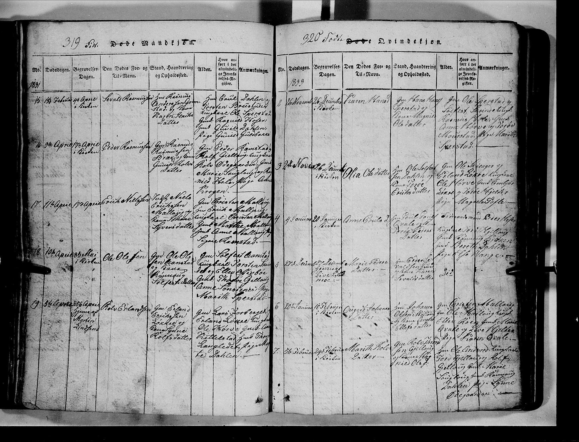 Lom prestekontor, AV/SAH-PREST-070/L/L0003: Parish register (copy) no. 3, 1815-1844, p. 319-320