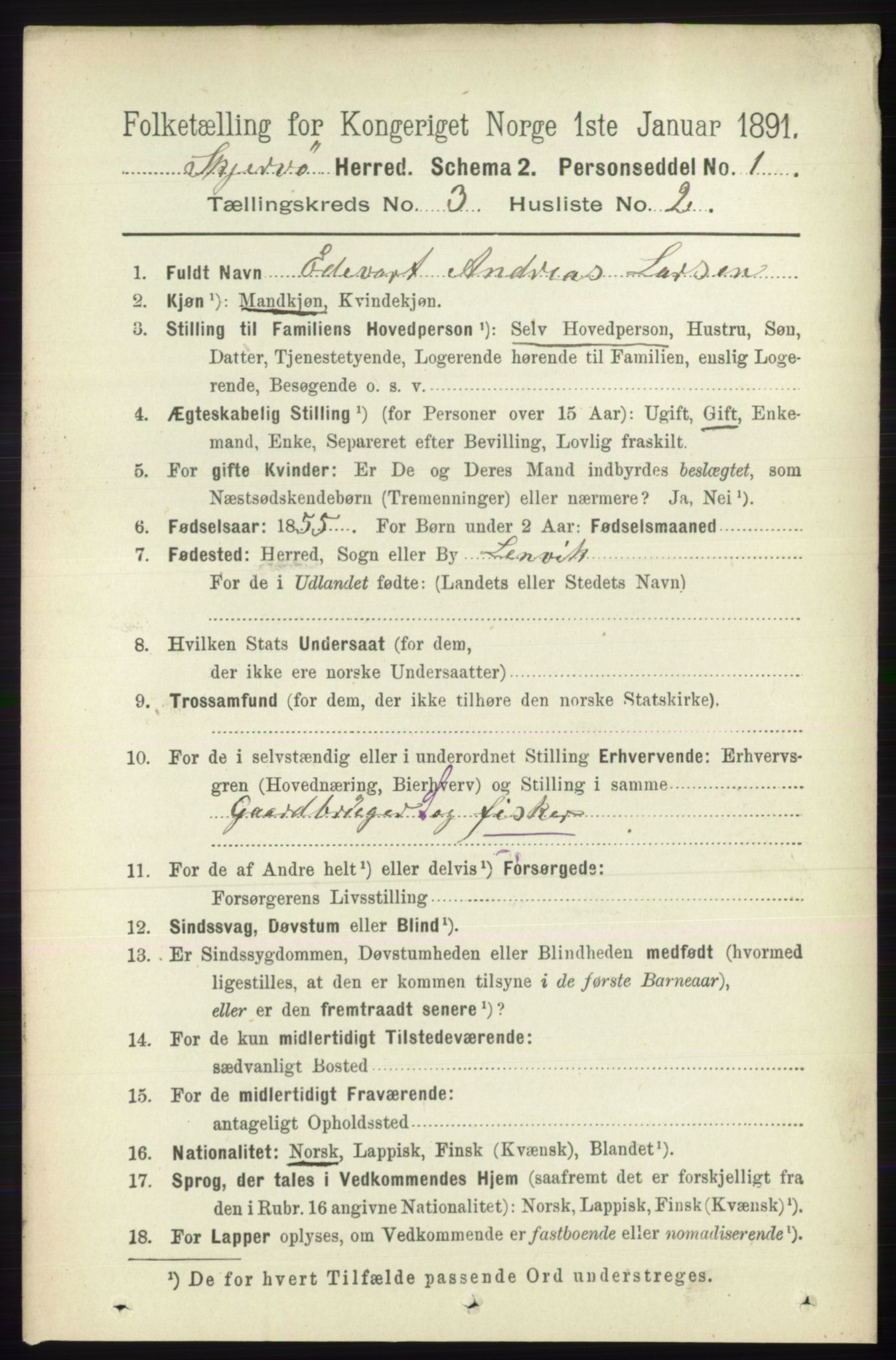 RA, 1891 census for 1941 Skjervøy, 1891, p. 1852