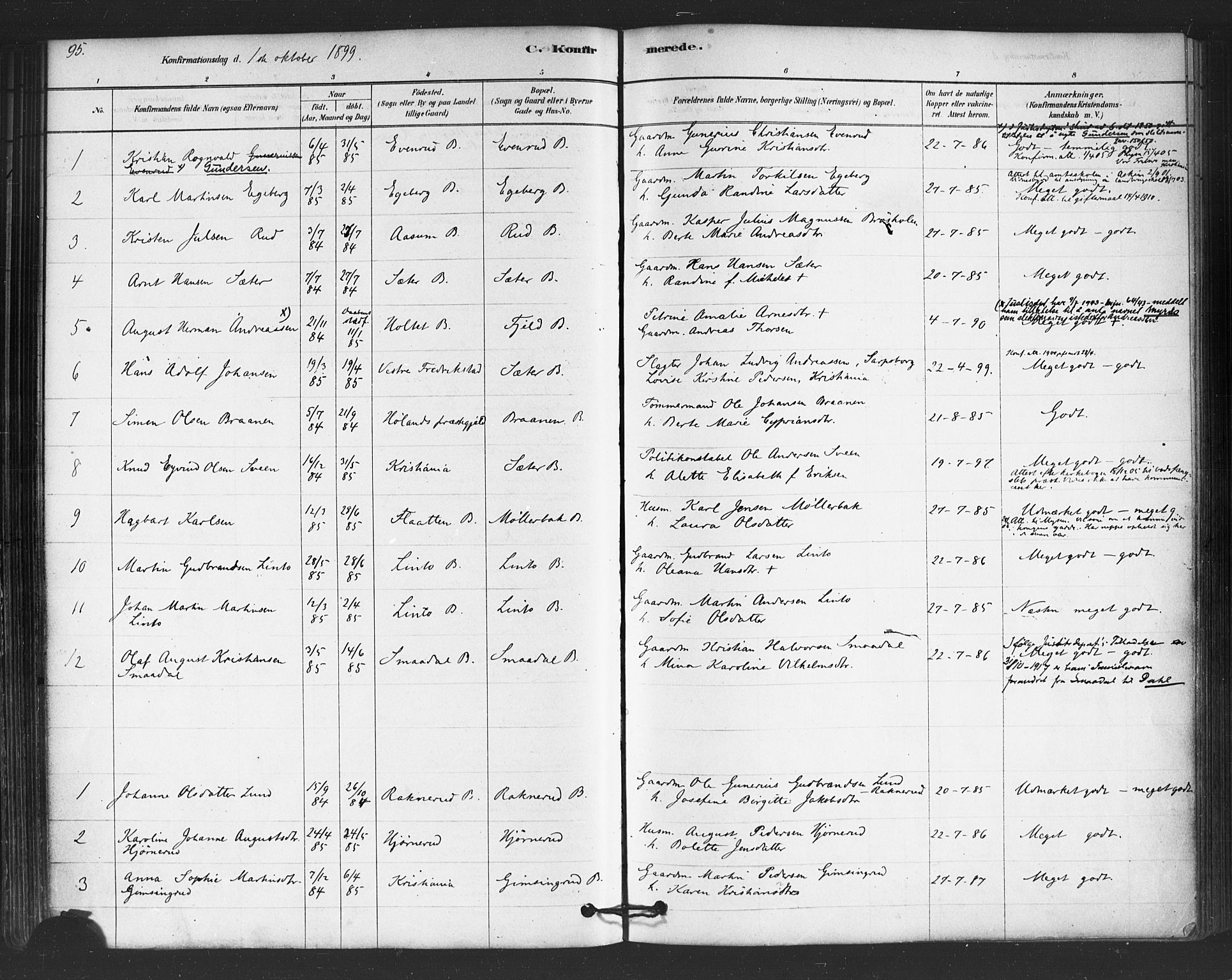 Trøgstad prestekontor Kirkebøker, SAO/A-10925/F/Fb/L0001: Parish register (official) no. II 1, 1878-1902, p. 95