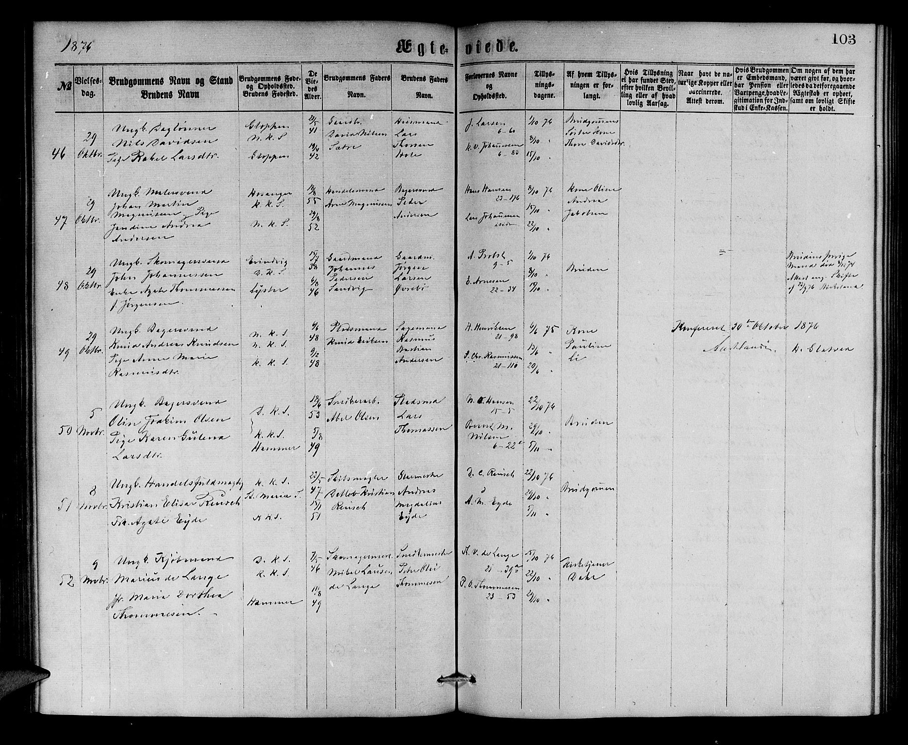 Korskirken sokneprestembete, AV/SAB-A-76101/H/Hab: Parish register (copy) no. D 2, 1867-1886, p. 103