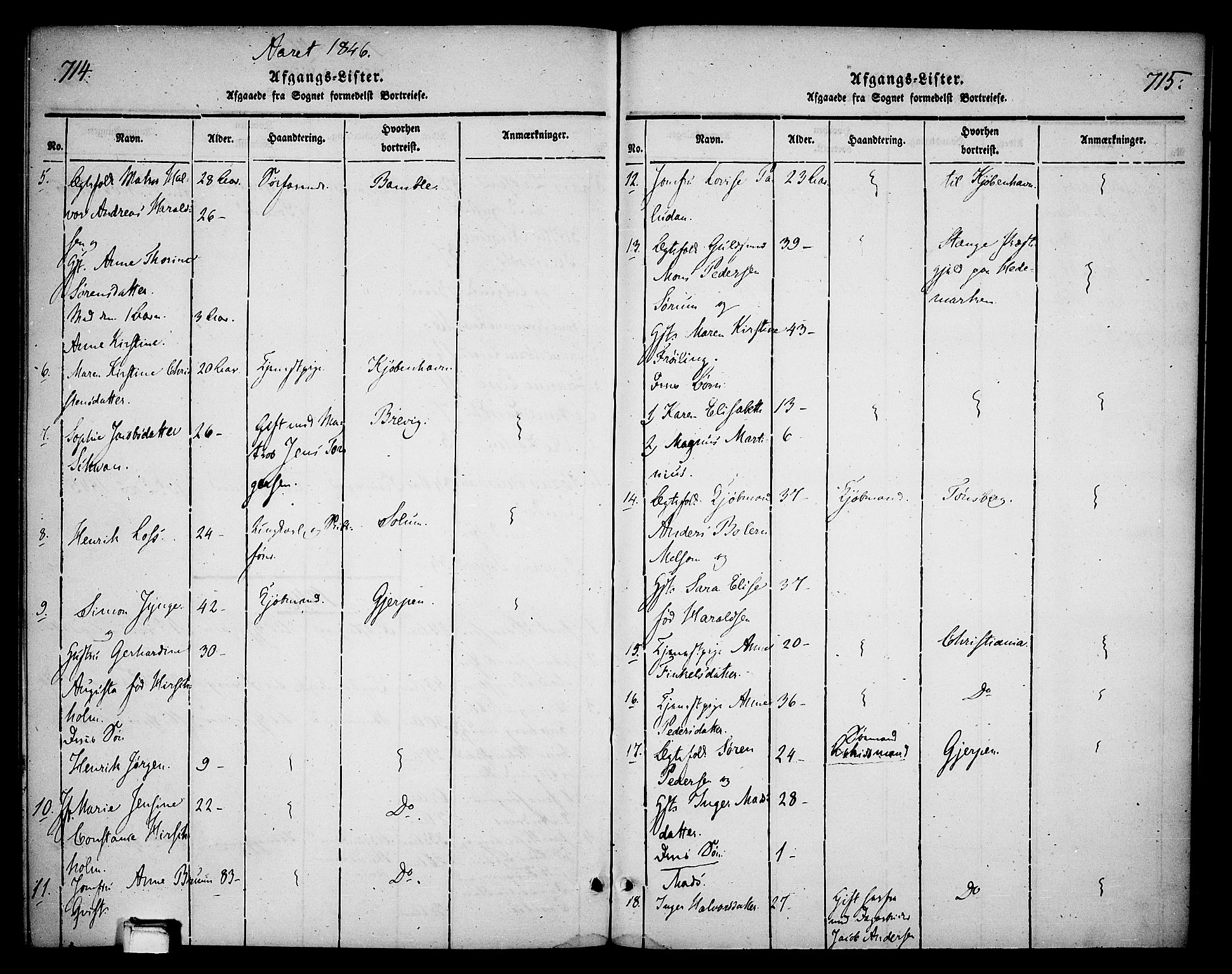 Skien kirkebøker, SAKO/A-302/F/Fa/L0006b: Parish register (official) no. 6B, 1843-1846, p. 714-715