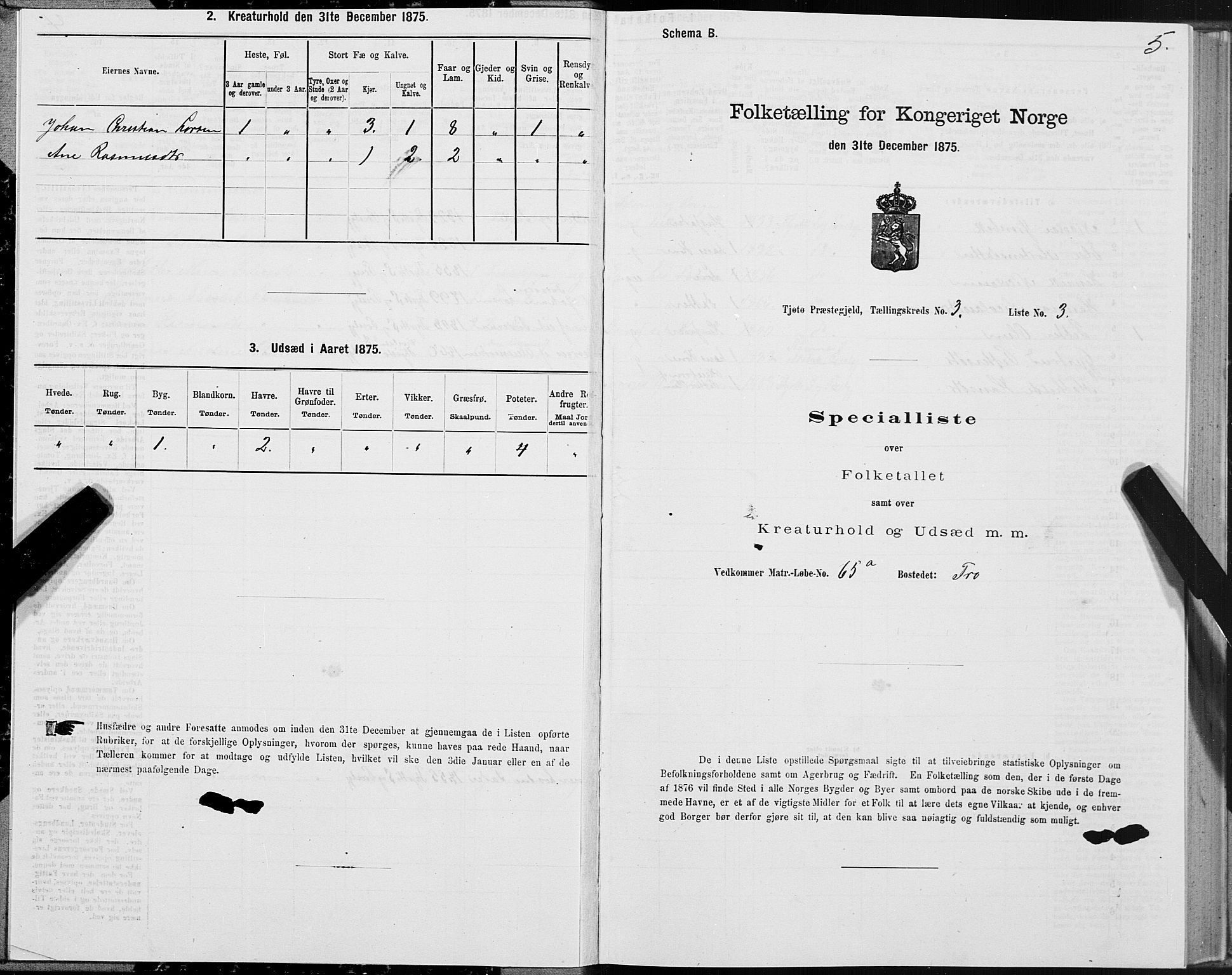 SAT, 1875 census for 1817P Tjøtta, 1875, p. 2005