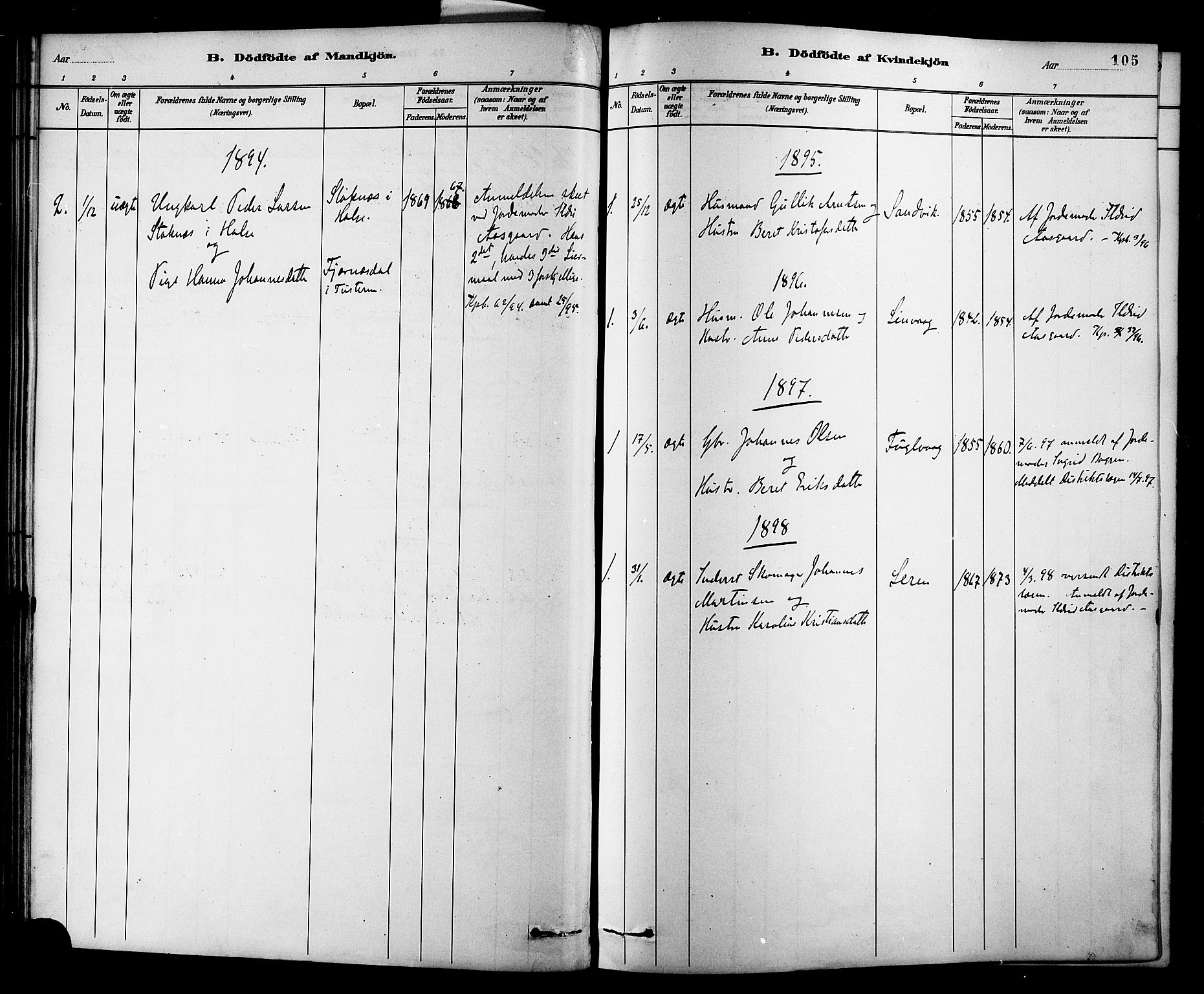 Ministerialprotokoller, klokkerbøker og fødselsregistre - Møre og Romsdal, AV/SAT-A-1454/577/L0896: Parish register (official) no. 577A03, 1880-1898, p. 105