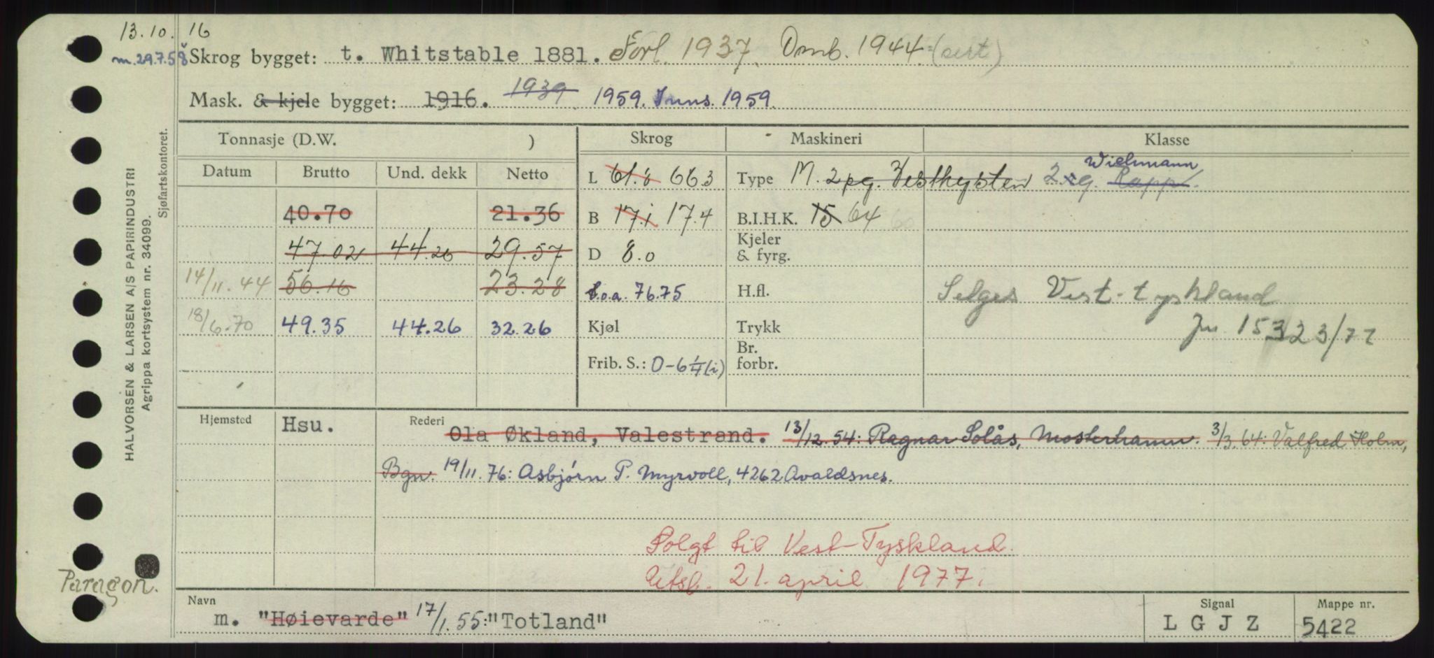 Sjøfartsdirektoratet med forløpere, Skipsmålingen, RA/S-1627/H/Hd/L0039: Fartøy, Ti-Tø, p. 433