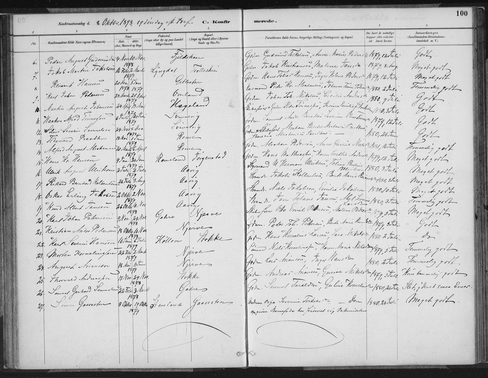 Sør-Audnedal sokneprestkontor, AV/SAK-1111-0039/F/Fa/Faa/L0004: Parish register (official) no. A 4, 1884-1909, p. 100