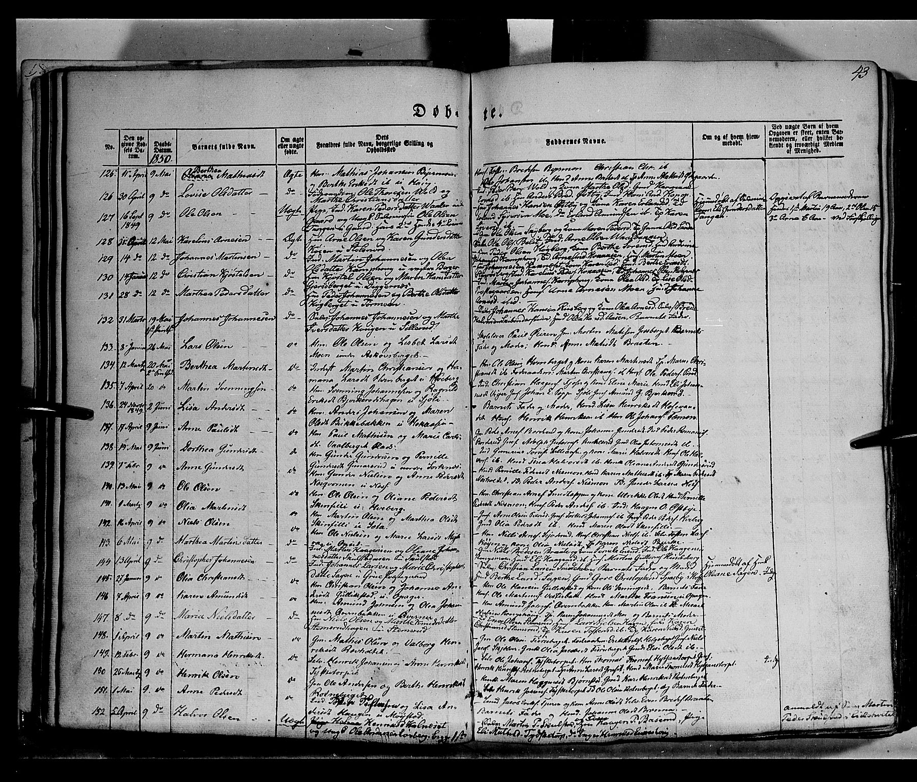 Grue prestekontor, AV/SAH-PREST-036/H/Ha/Haa/L0008: Parish register (official) no. 8, 1847-1858, p. 43