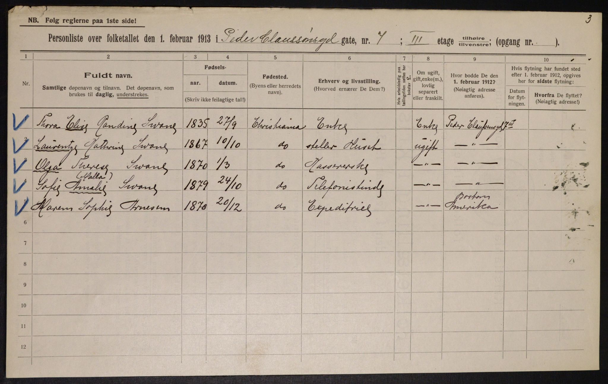 OBA, Municipal Census 1913 for Kristiania, 1913, p. 78962