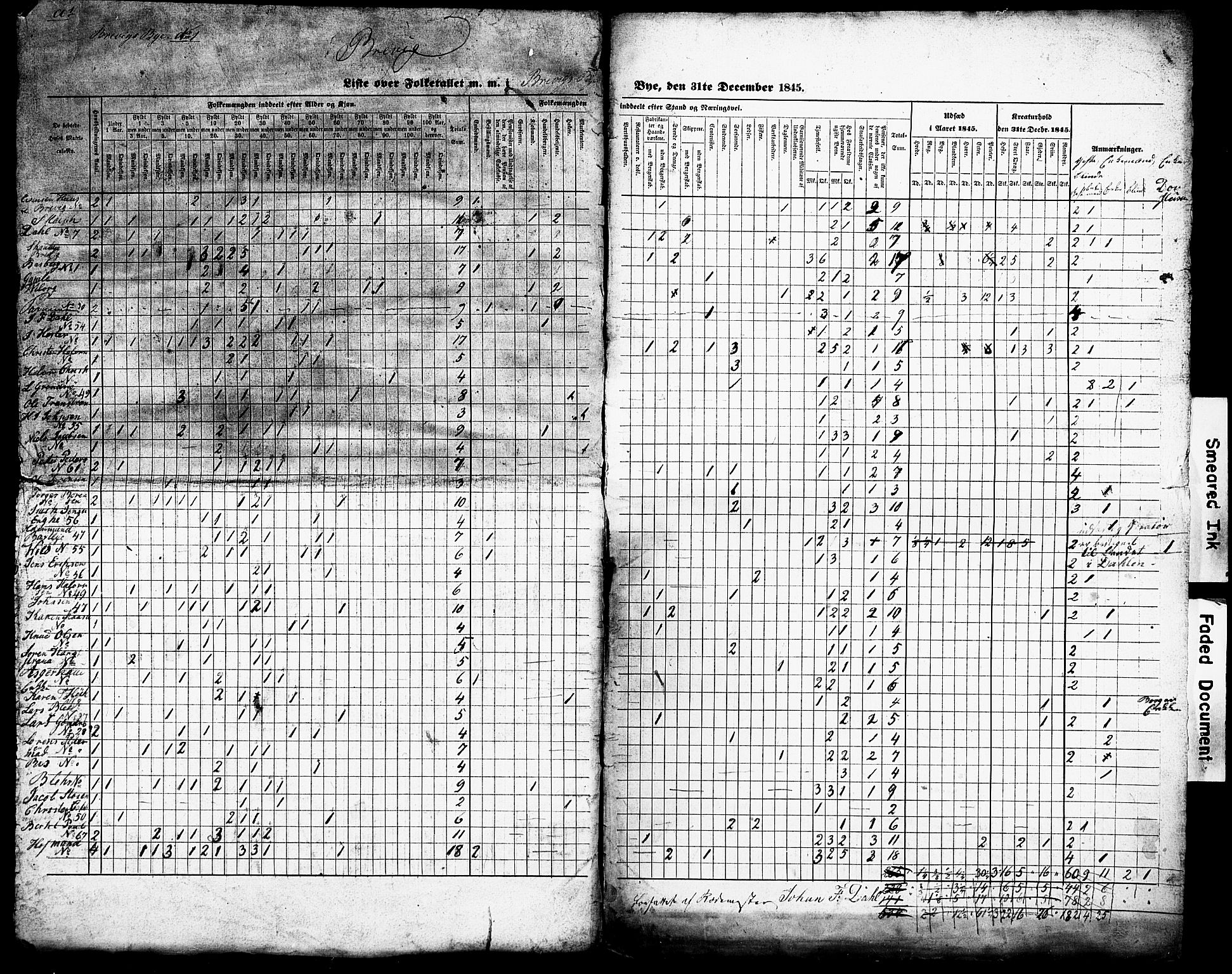 , Census 1845 for Eidanger/Brevik, 1845, p. 3