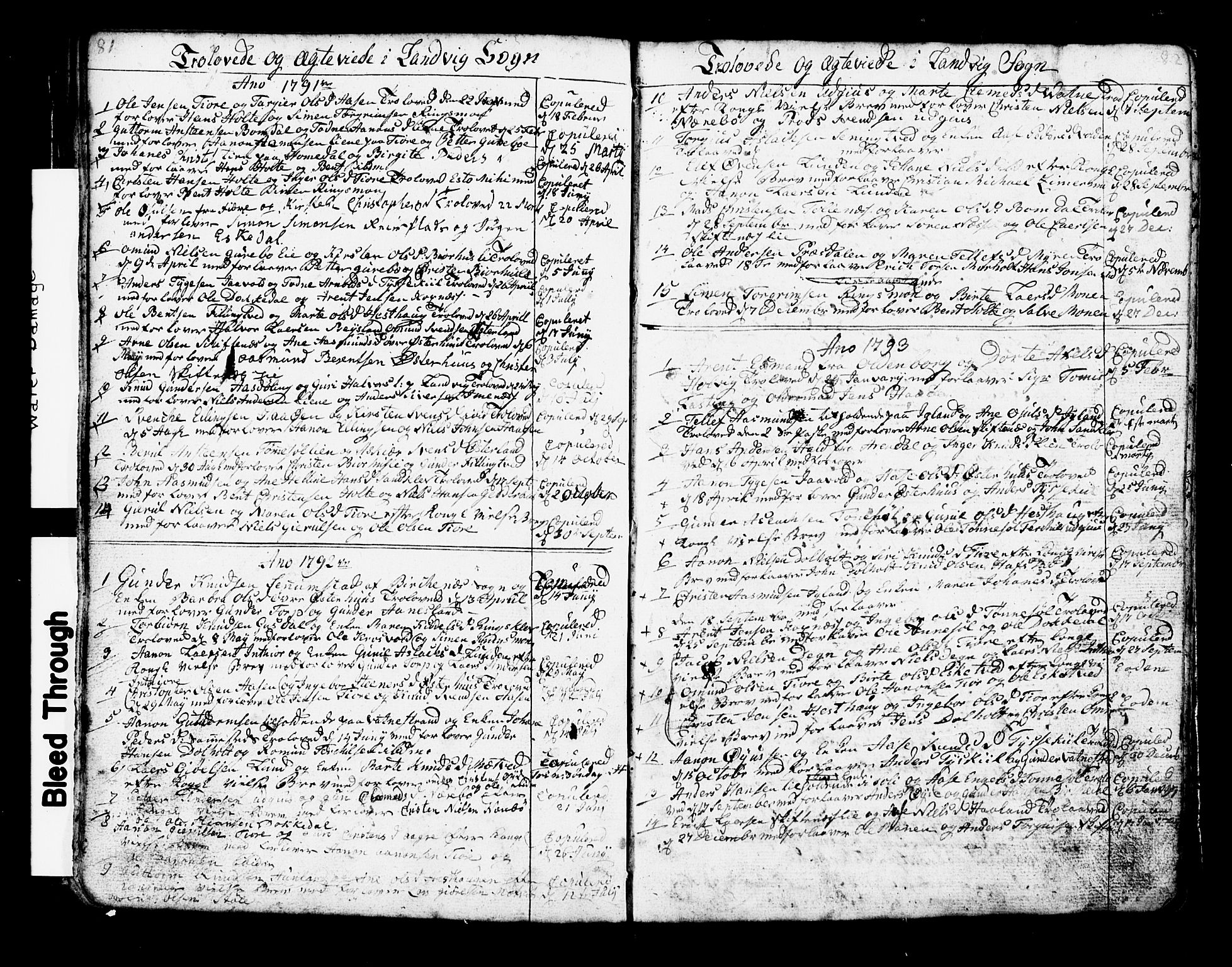 Hommedal sokneprestkontor, SAK/1111-0023/F/Fb/Fbb/L0002: Parish register (copy) no. B 2 /1, 1791-1819, p. 81-82