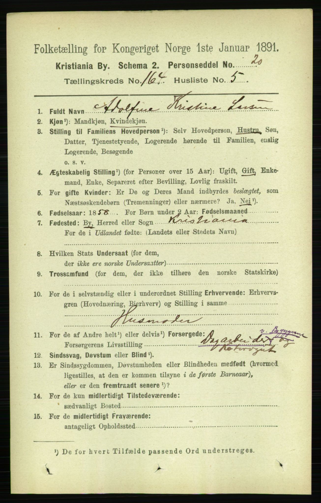 RA, 1891 census for 0301 Kristiania, 1891, p. 94484