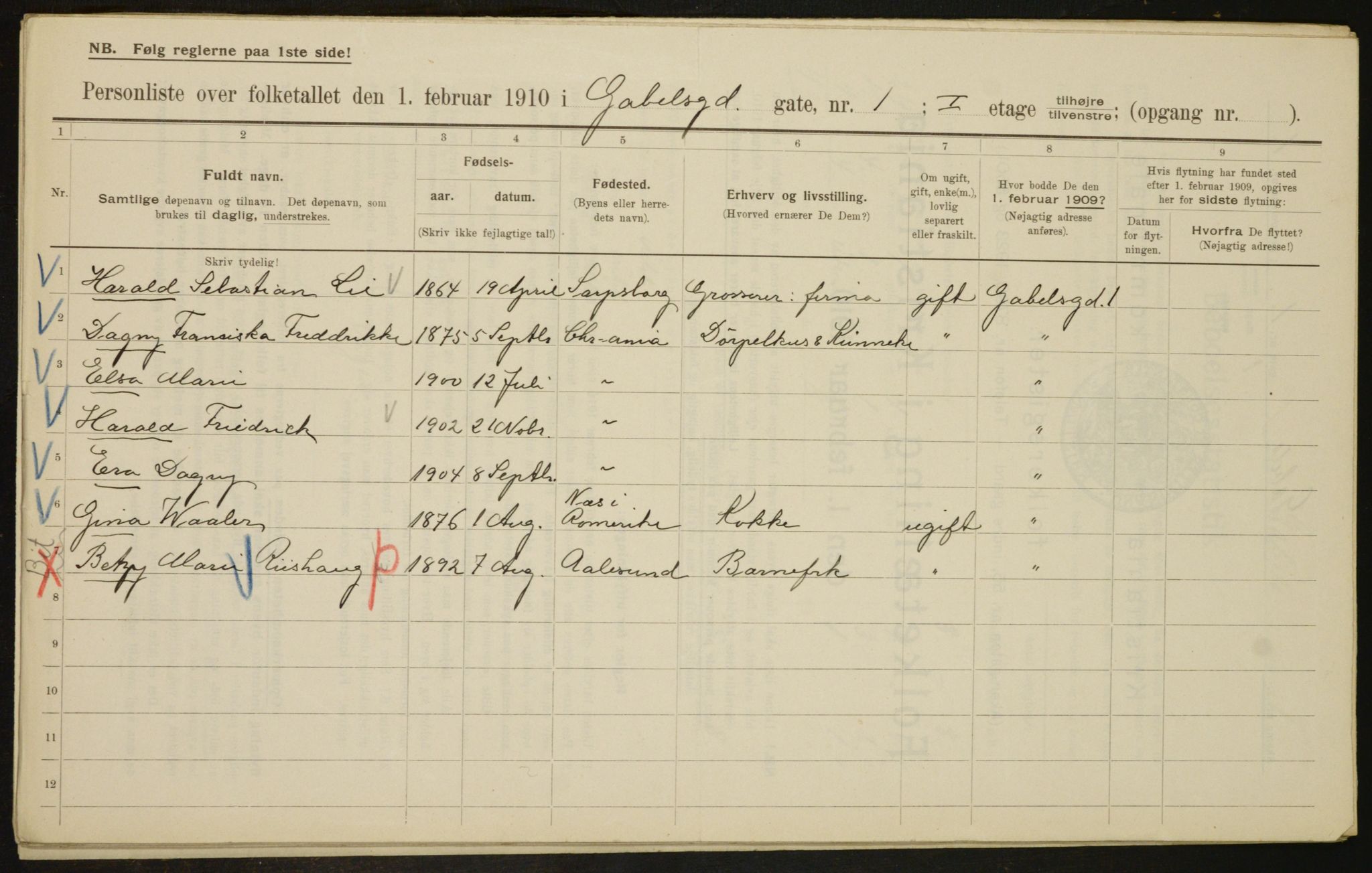 OBA, Municipal Census 1910 for Kristiania, 1910, p. 27120