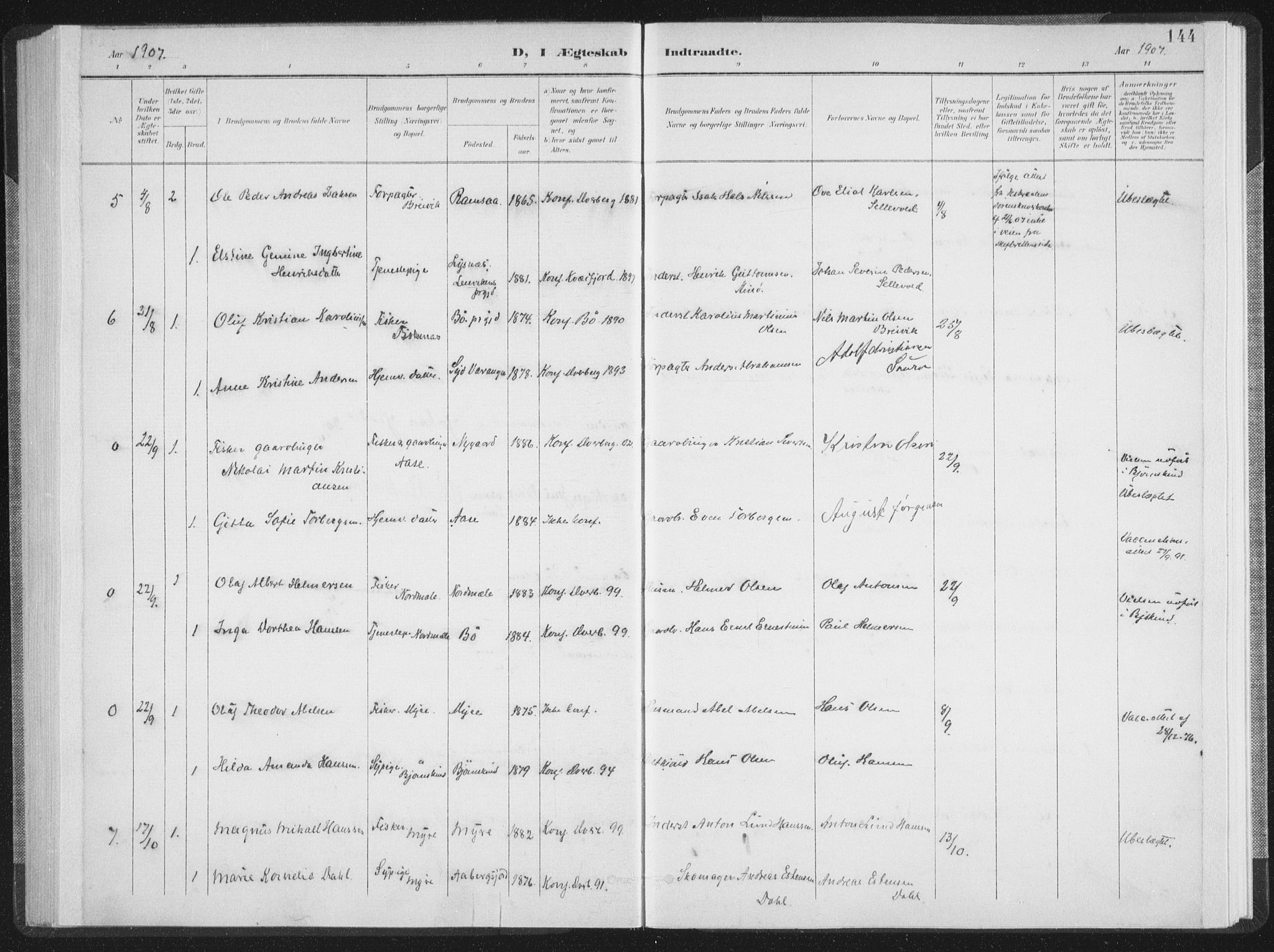 Ministerialprotokoller, klokkerbøker og fødselsregistre - Nordland, SAT/A-1459/897/L1400: Parish register (official) no. 897A07, 1897-1908, p. 144