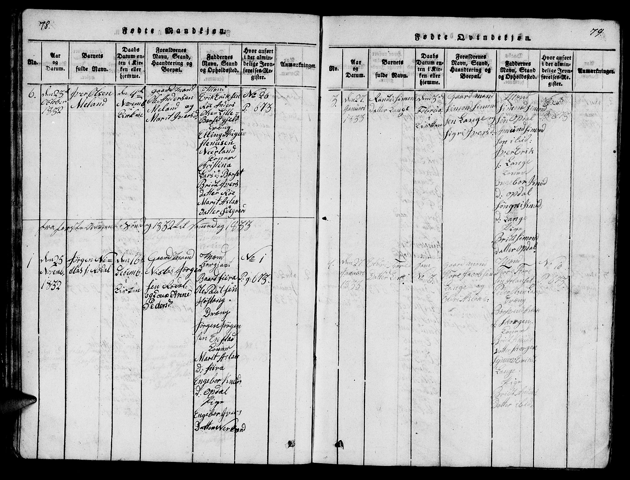 Ministerialprotokoller, klokkerbøker og fødselsregistre - Møre og Romsdal, SAT/A-1454/554/L0644: Parish register (copy) no. 554C01, 1818-1851, p. 78-79