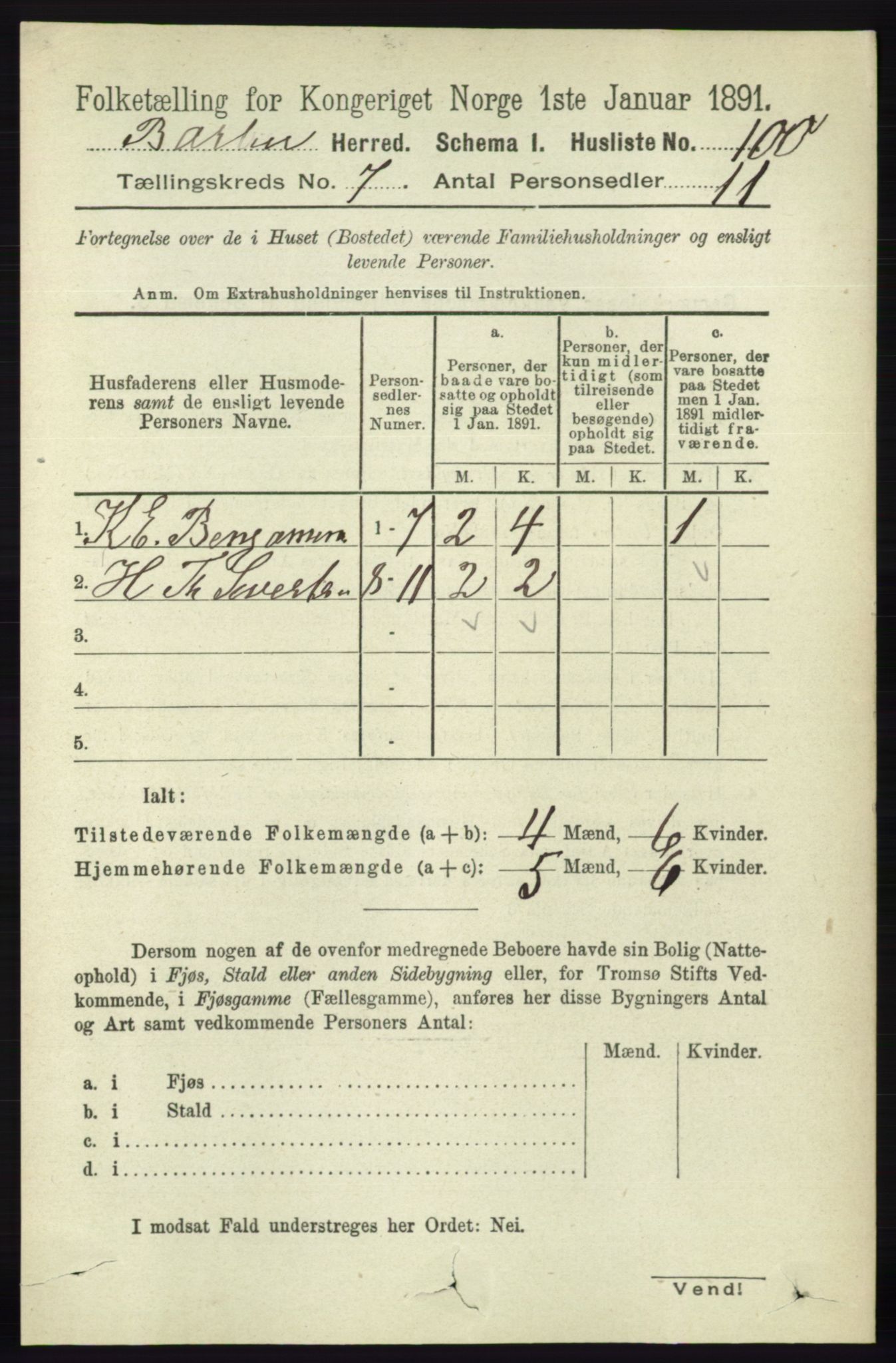 RA, 1891 census for 0990 Barbu, 1891, p. 5042