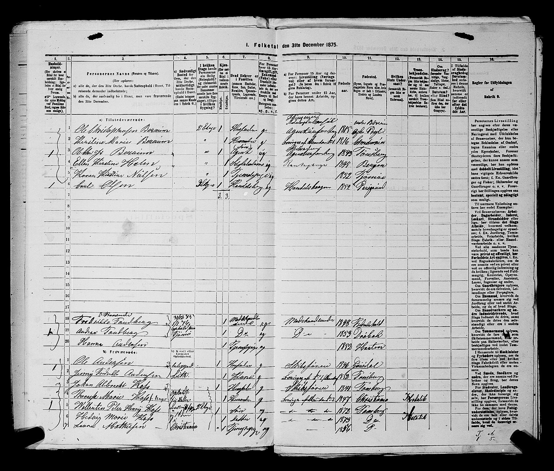 SAKO, 1875 census for 0705P Tønsberg, 1875, p. 423