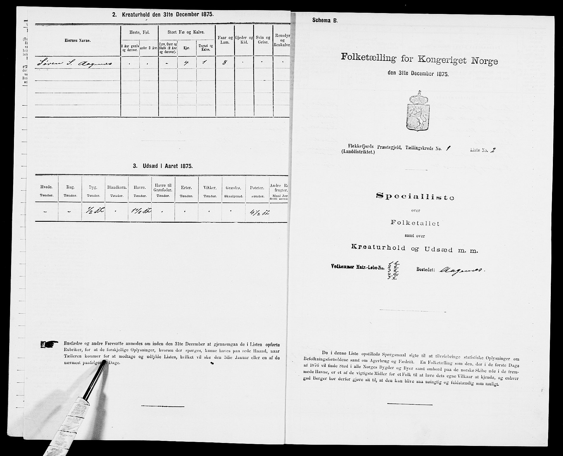 SAK, 1875 census for 1042L Flekkefjord/Nes og Hidra, 1875, p. 77