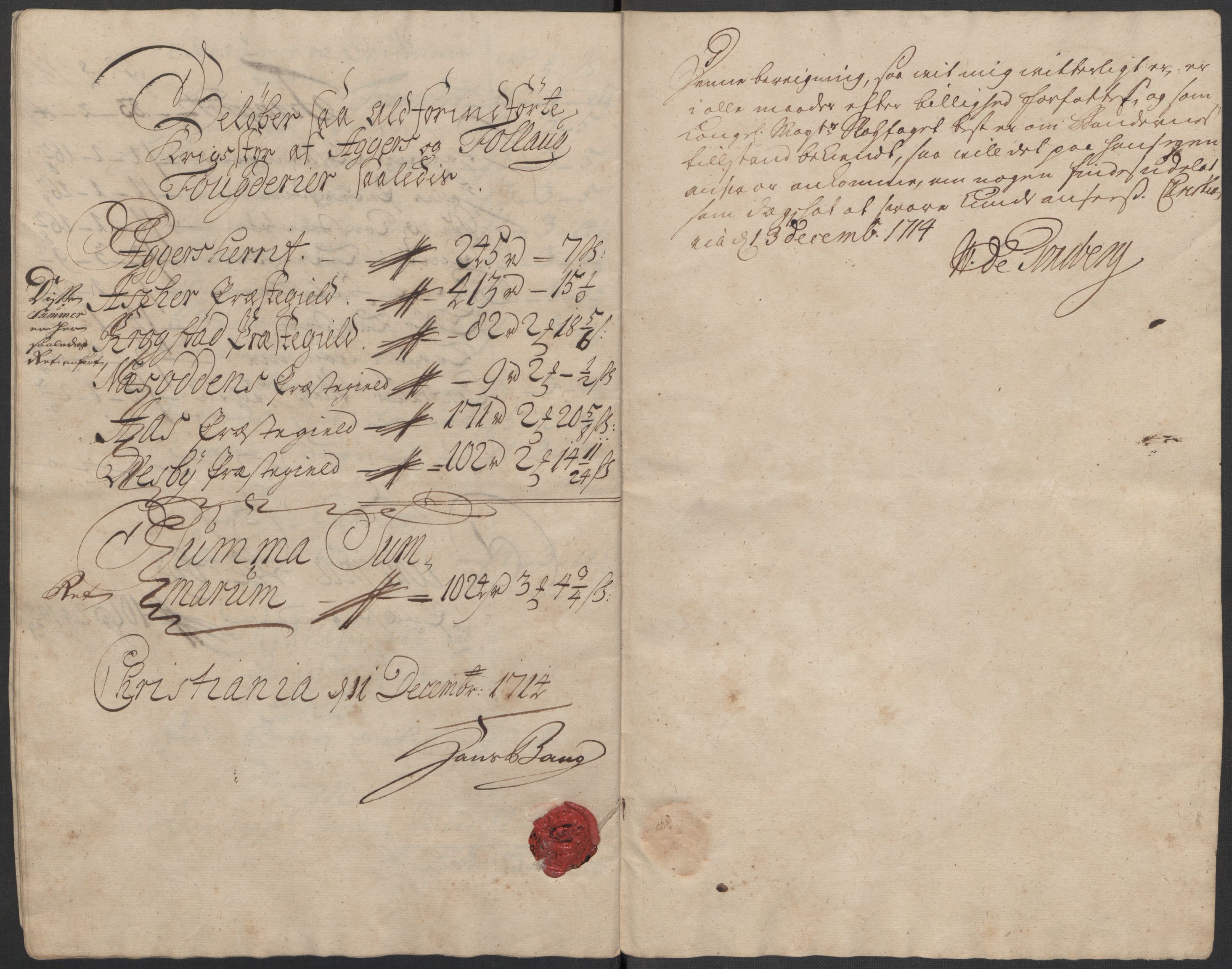 Rentekammeret inntil 1814, Reviderte regnskaper, Fogderegnskap, AV/RA-EA-4092/R10/L0451: Fogderegnskap Aker og Follo, 1713-1714, p. 342