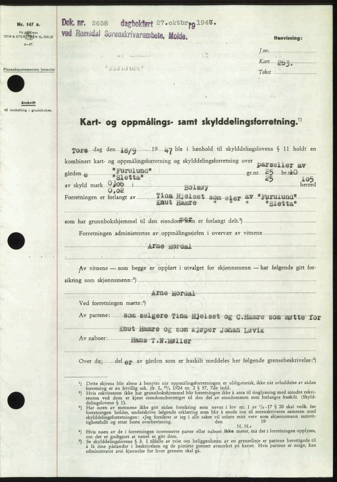 Romsdal sorenskriveri, SAT/A-4149/1/2/2C: Mortgage book no. A24, 1947-1947, Diary no: : 2658/1947