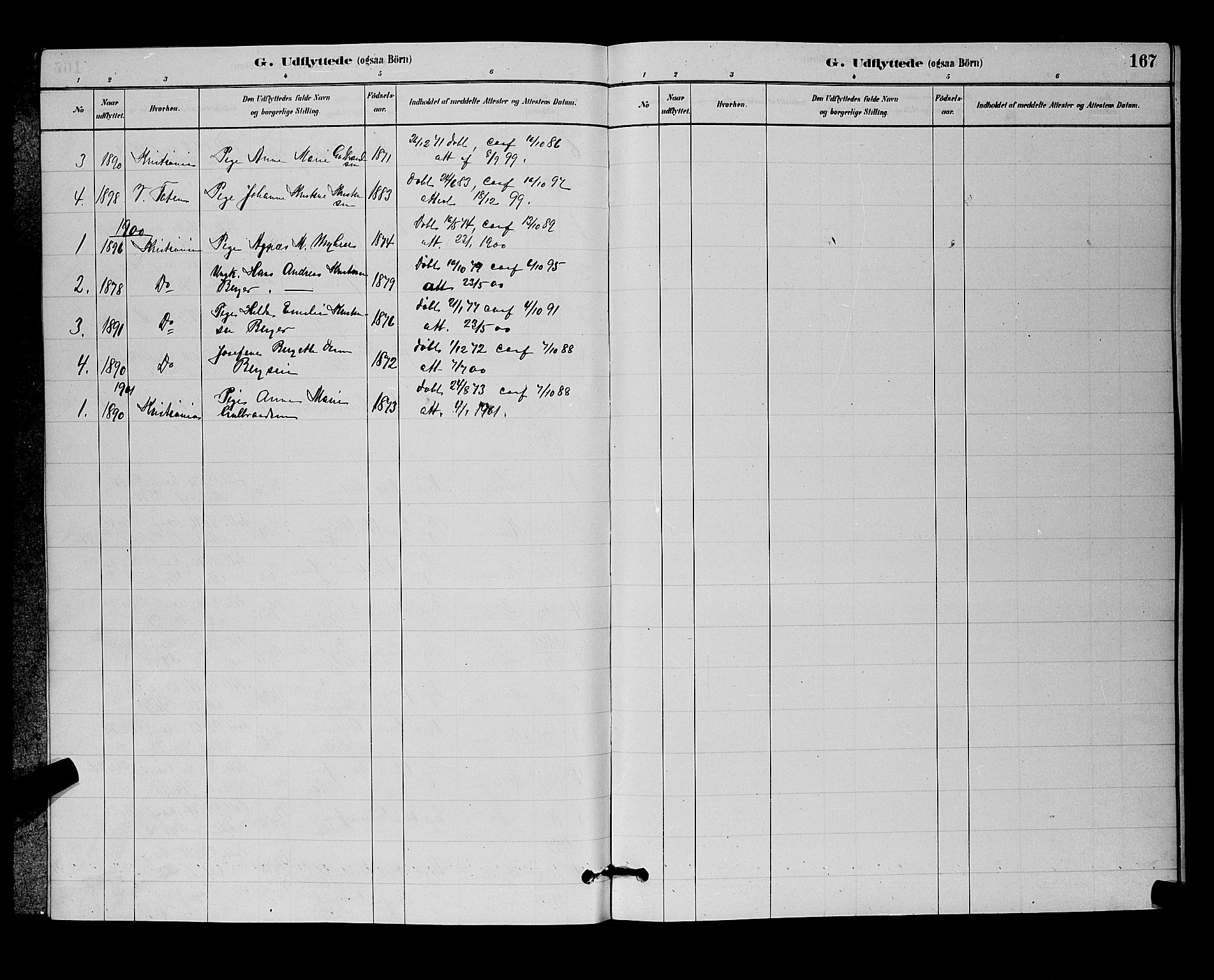 Nittedal prestekontor Kirkebøker, SAO/A-10365a/G/Gb/L0002: Parish register (copy) no. II 2, 1879-1901, p. 167