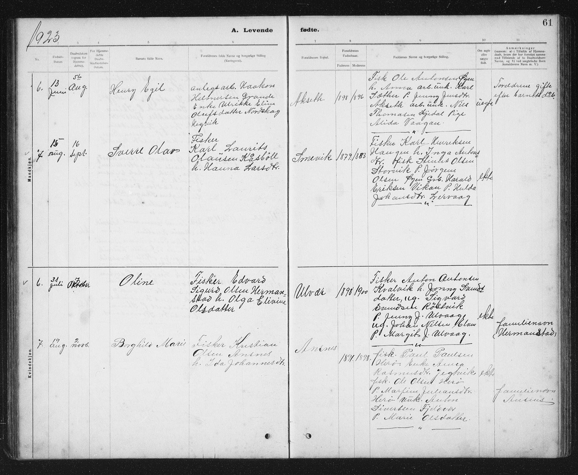 Ministerialprotokoller, klokkerbøker og fødselsregistre - Sør-Trøndelag, AV/SAT-A-1456/637/L0563: Parish register (copy) no. 637C04, 1899-1940, p. 61