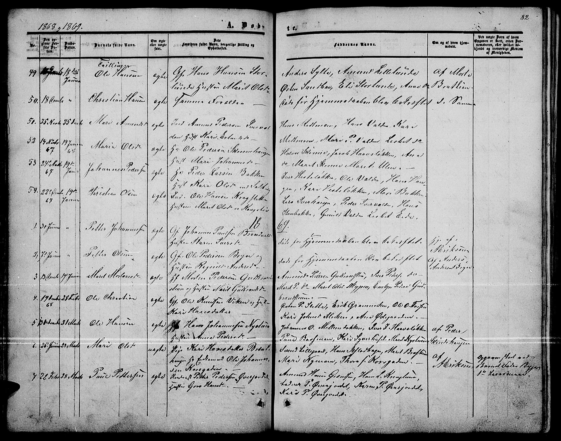 Nord-Fron prestekontor, SAH/PREST-080/H/Ha/Hab/L0001: Parish register (copy) no. 1, 1851-1883, p. 82